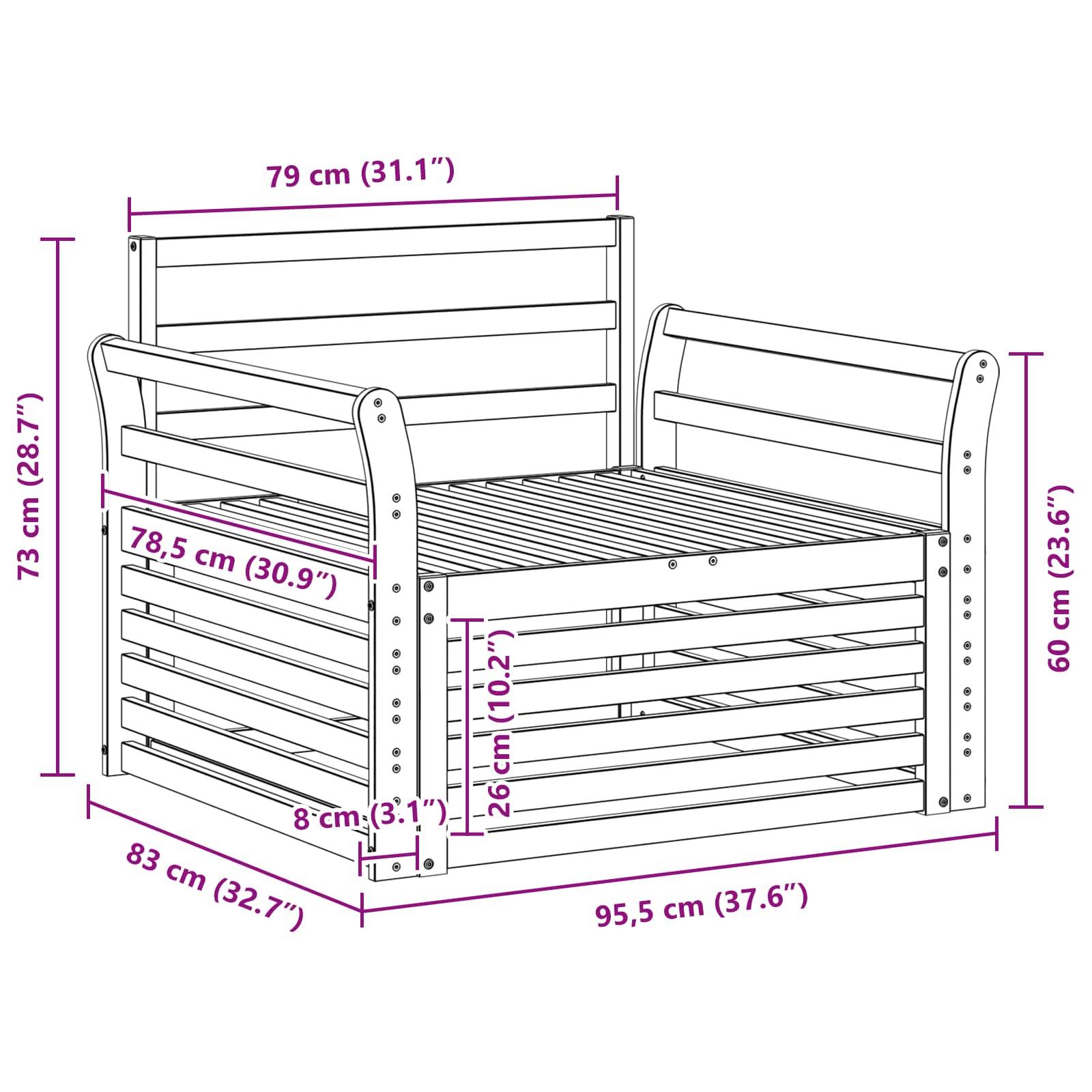 vidaXL 2 Stück Sofa mit Armlehnen Natur