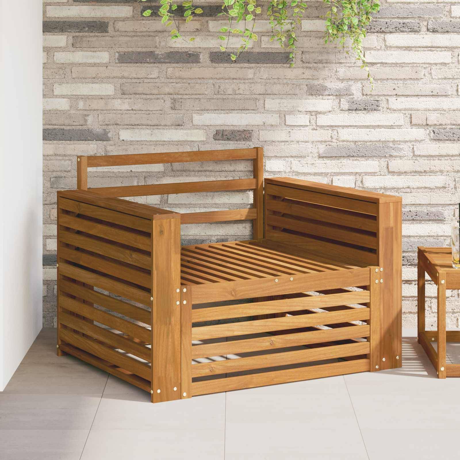 vidaXL 2 Stück Sofa mit Armlehnen Massivholz Akazie Natur