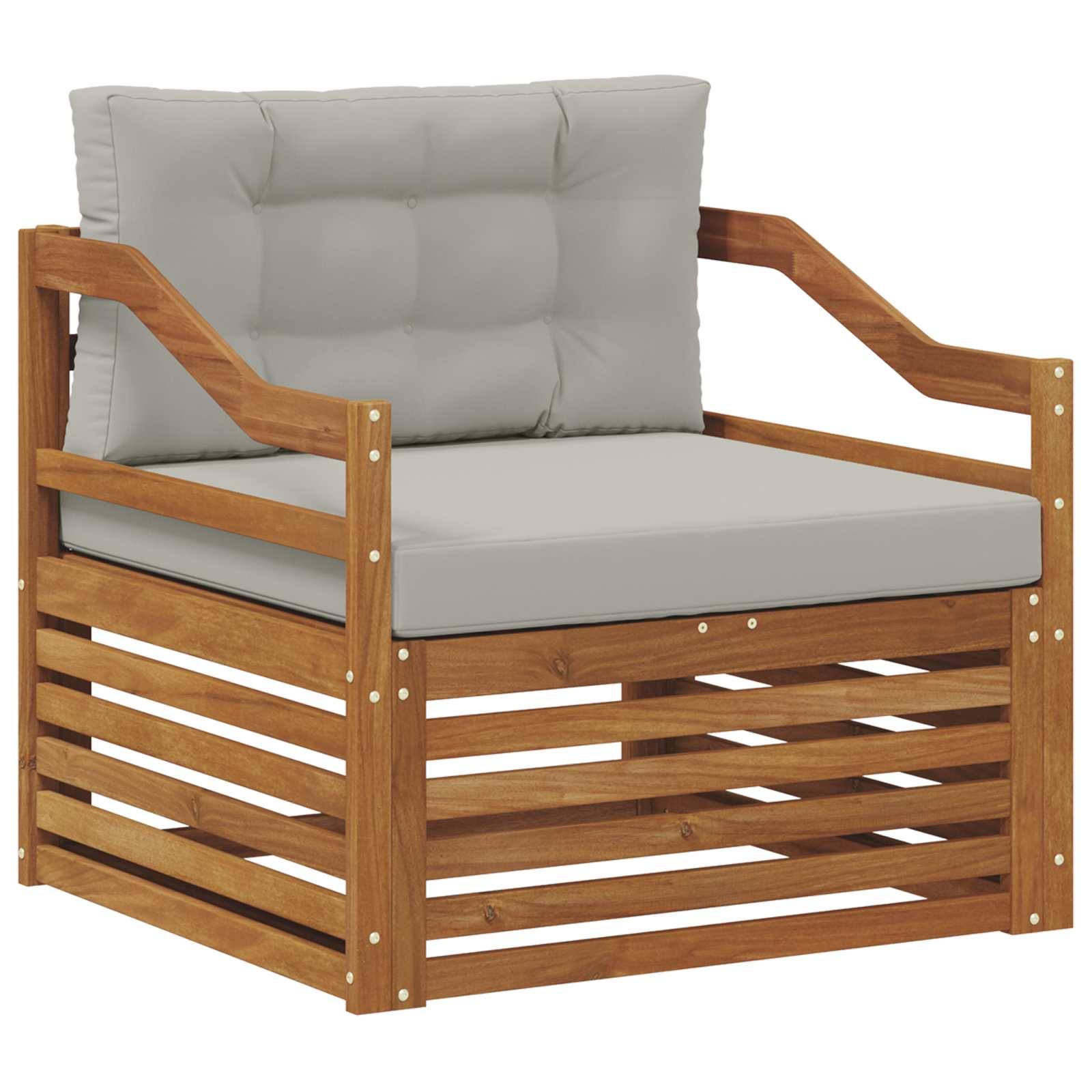 vidaXL Outdoor-Sofa Massivholz Akazie Natürlich und Hellgrau