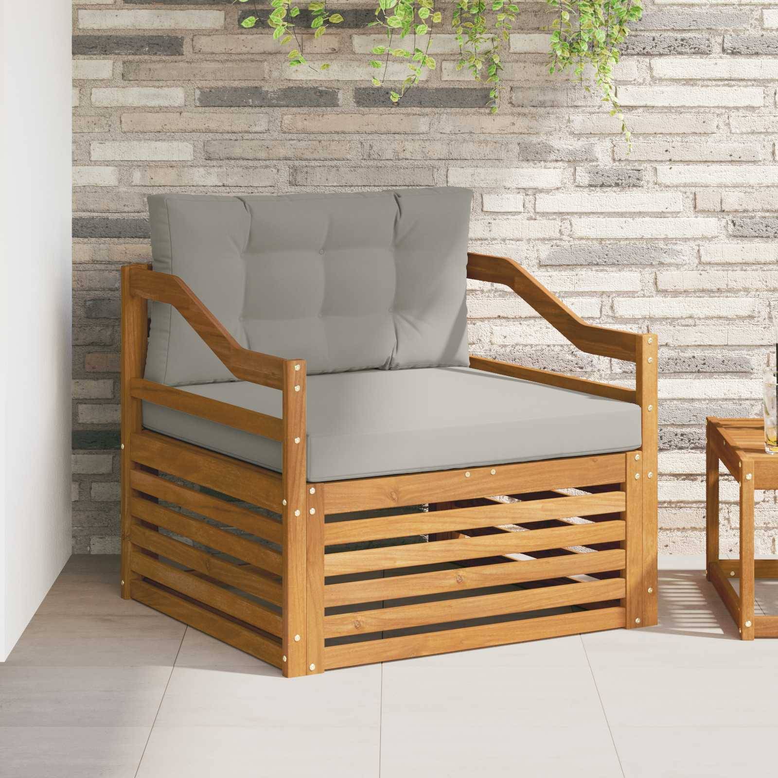 vidaXL Outdoor-Sofa Massivholz Akazie Natürlich und Hellgrau