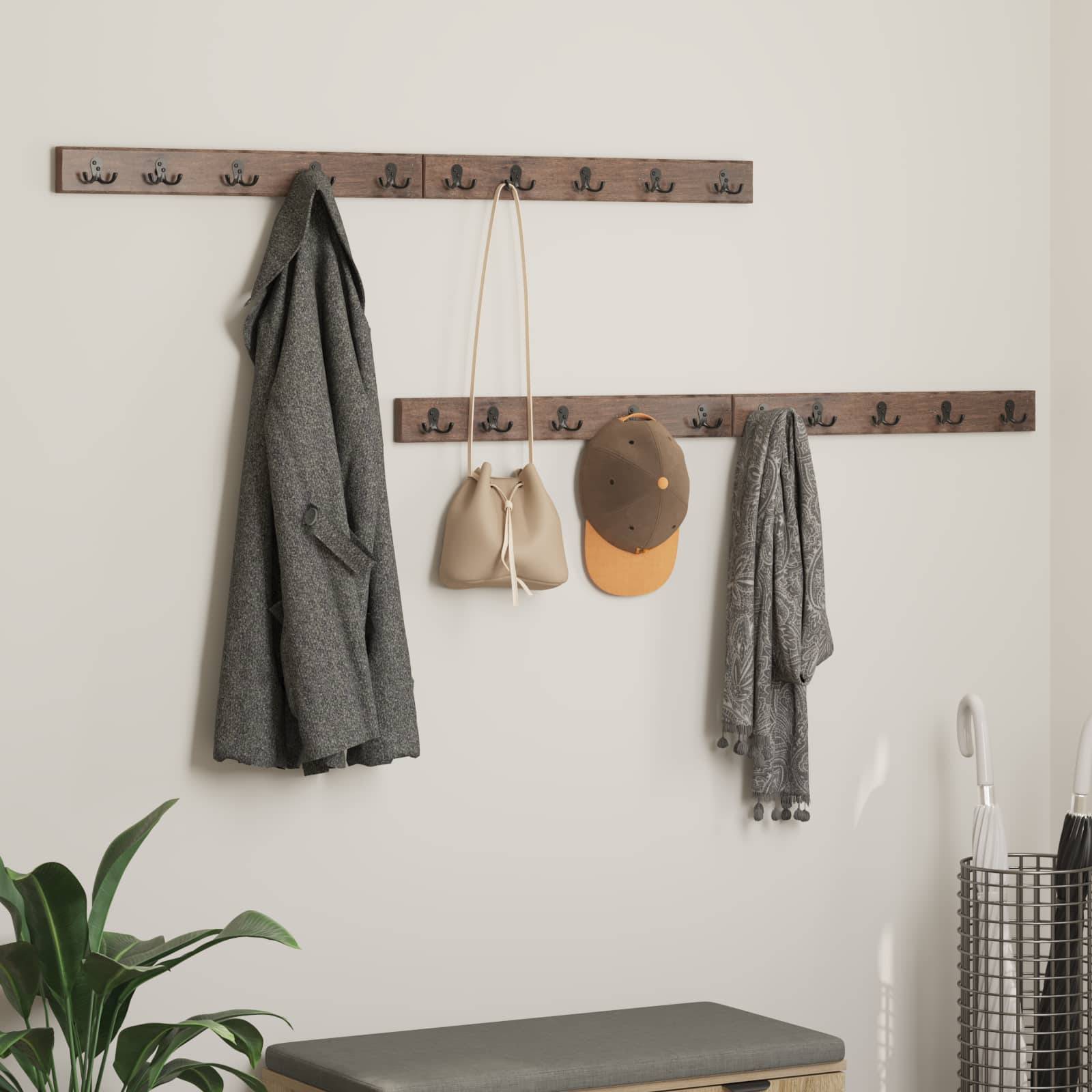 vidaXL Kleiderbügel Braun 60 x 7 x 8 cm Massives upgecyceltes Holz