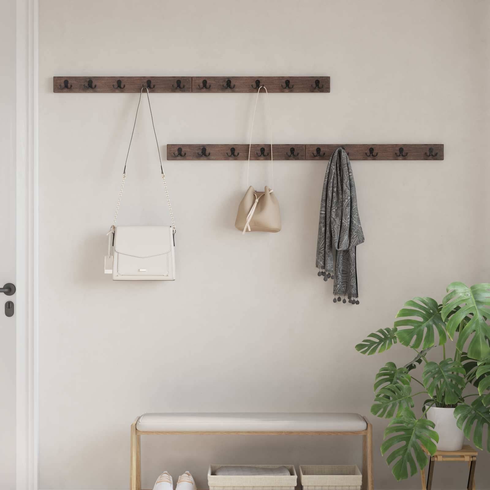 vidaXL Kleiderbügel Braun 60 x 7 x 8 cm Massives upgecyceltes Holz