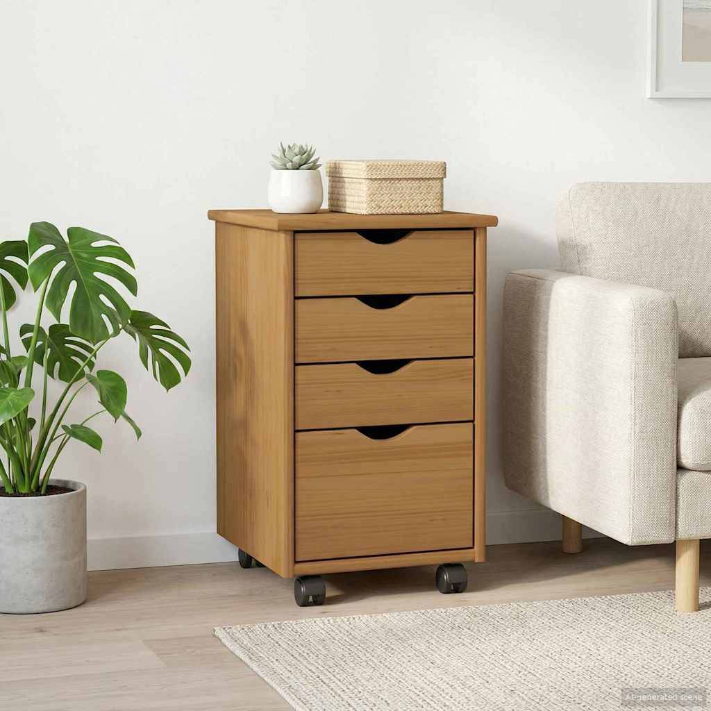 vidaXL Rollschrank mit Rollen MOSS Honigbraun 34 x 39 x 56 cm