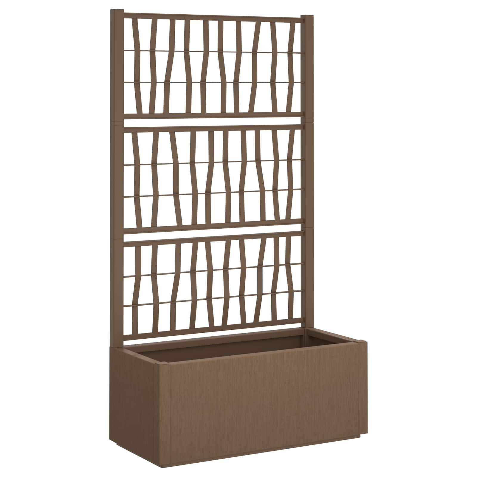 vidaXL Gartenpflanzer mit Gitter Braun 80 x 36 x 140 cm PP