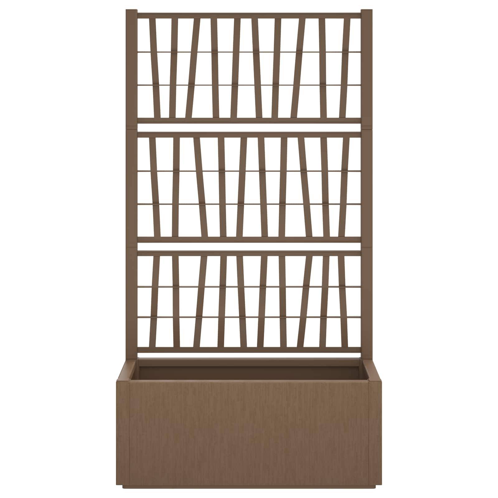 vidaXL Gartenpflanzer mit Gitter Braun 80 x 36 x 140 cm PP