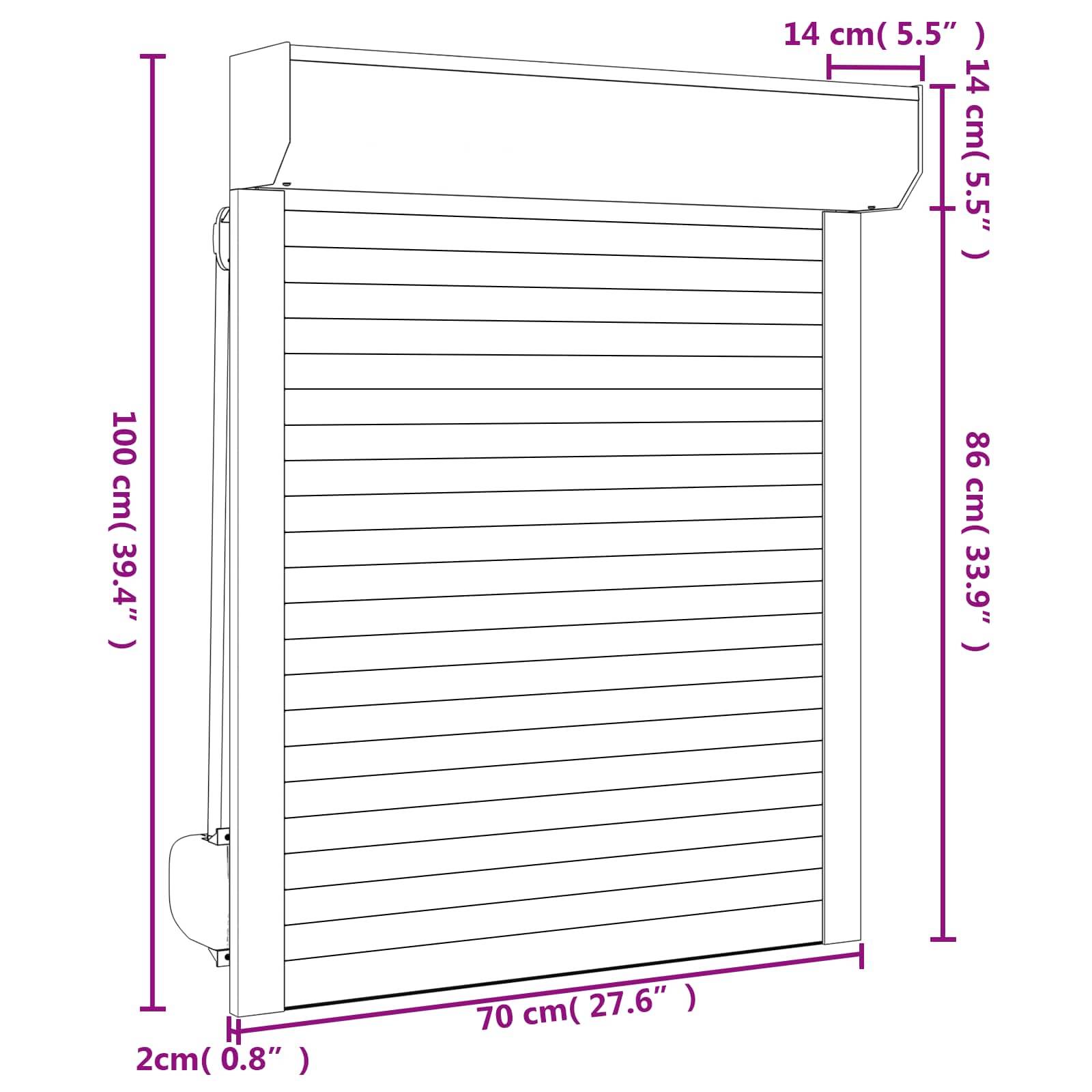 vidaXL Rollladen Weiß 70 x 100 cm Aluminium und Polyurethan