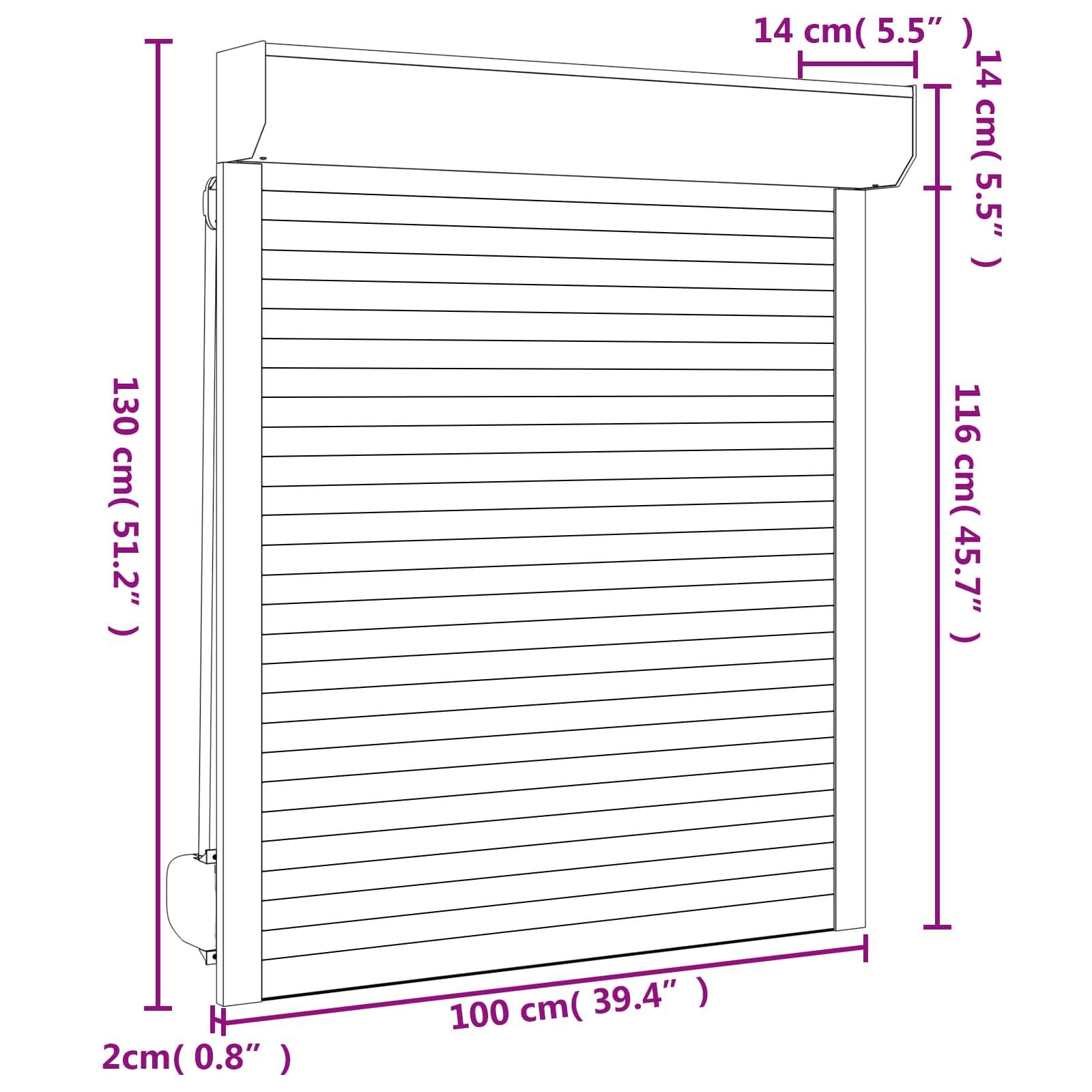 vidaXL Rollladen Weiß 100 x 130 cm Aluminium und Polyurethan