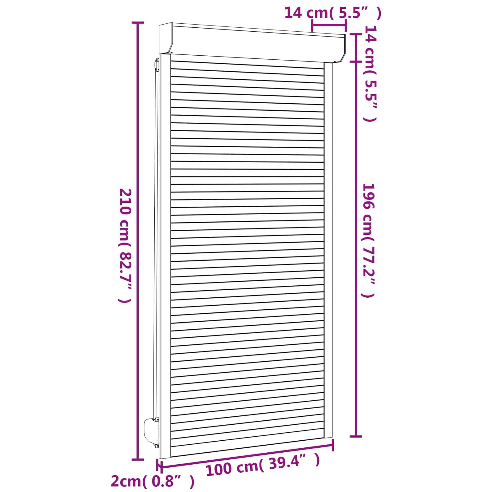 vidaXL Rollladen Weiß 100 x 210 cm Aluminium und Polyurethan