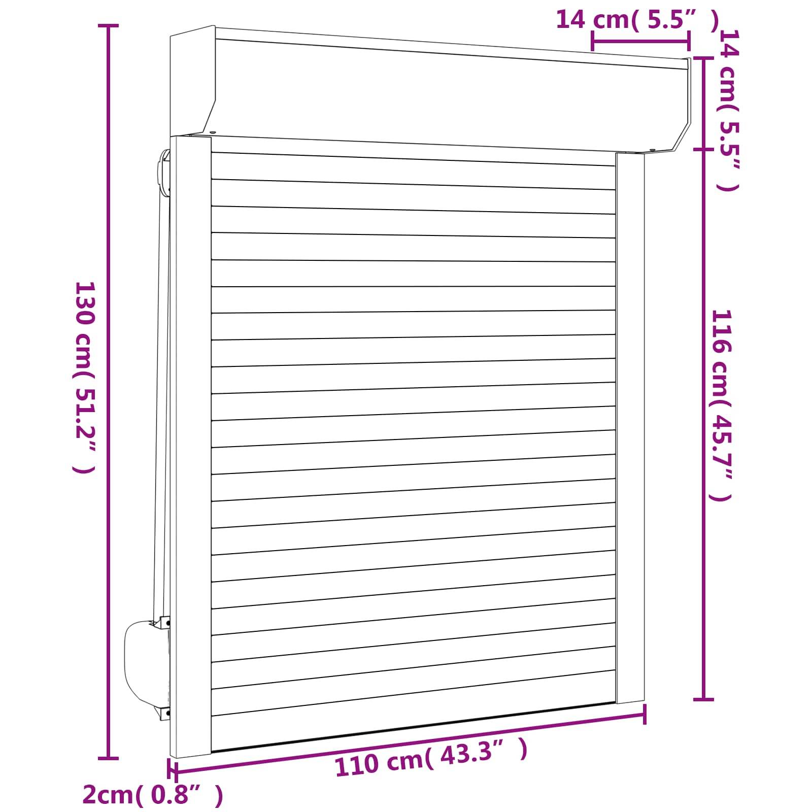 vidaXL Rollladen Weiß 110 x 130 cm Aluminium und Polyurethan