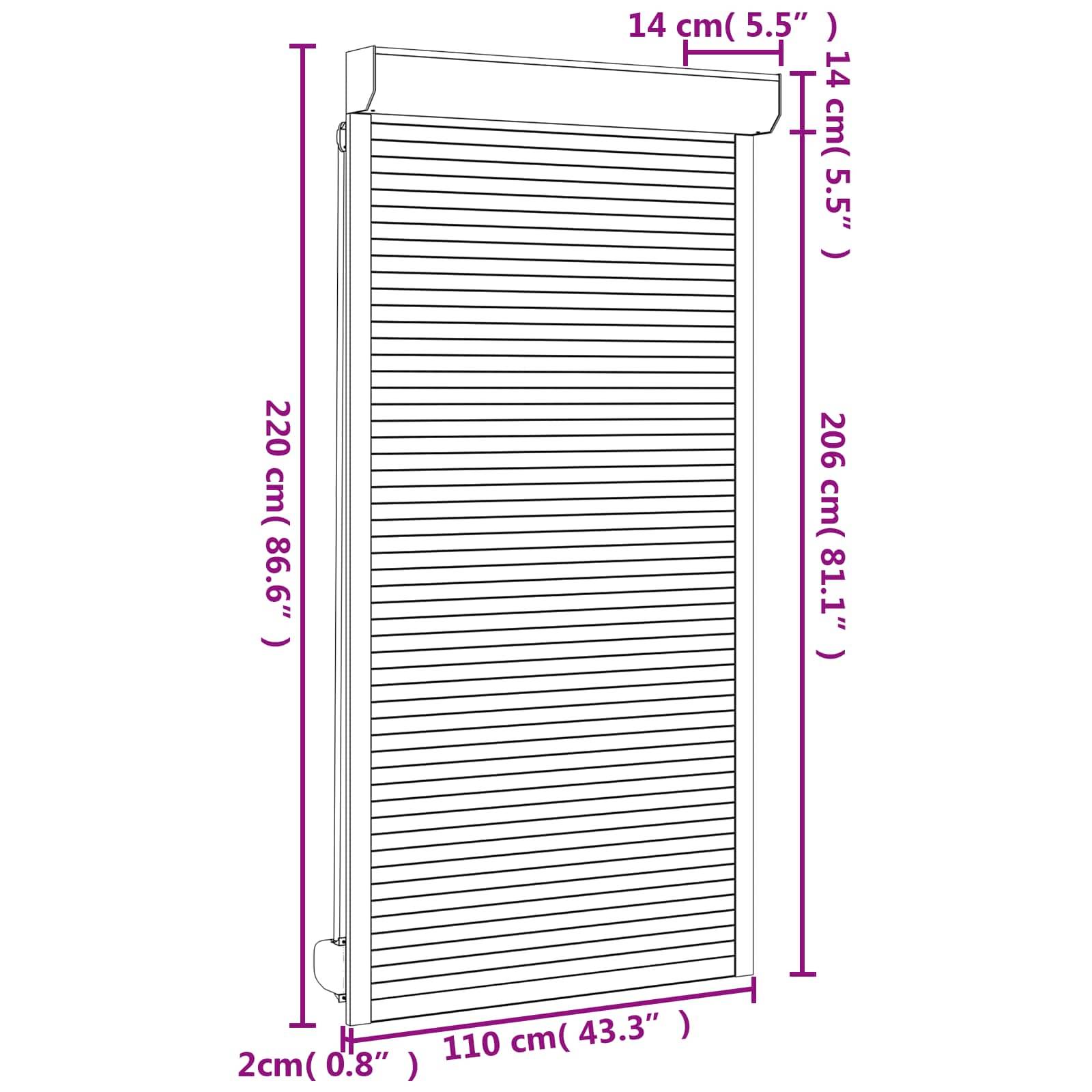vidaXL Rollladen Weiß 110 x 220 cm Aluminium und Polyurethan