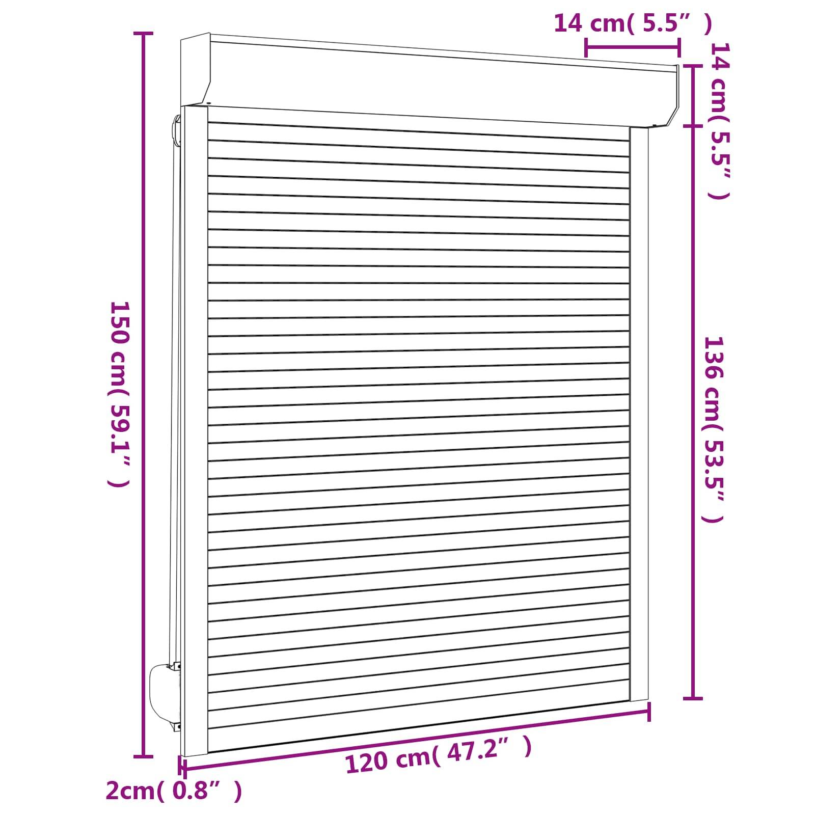 vidaXL Rollladen Weiß 120 x 150 cm Aluminium und Polyurethan