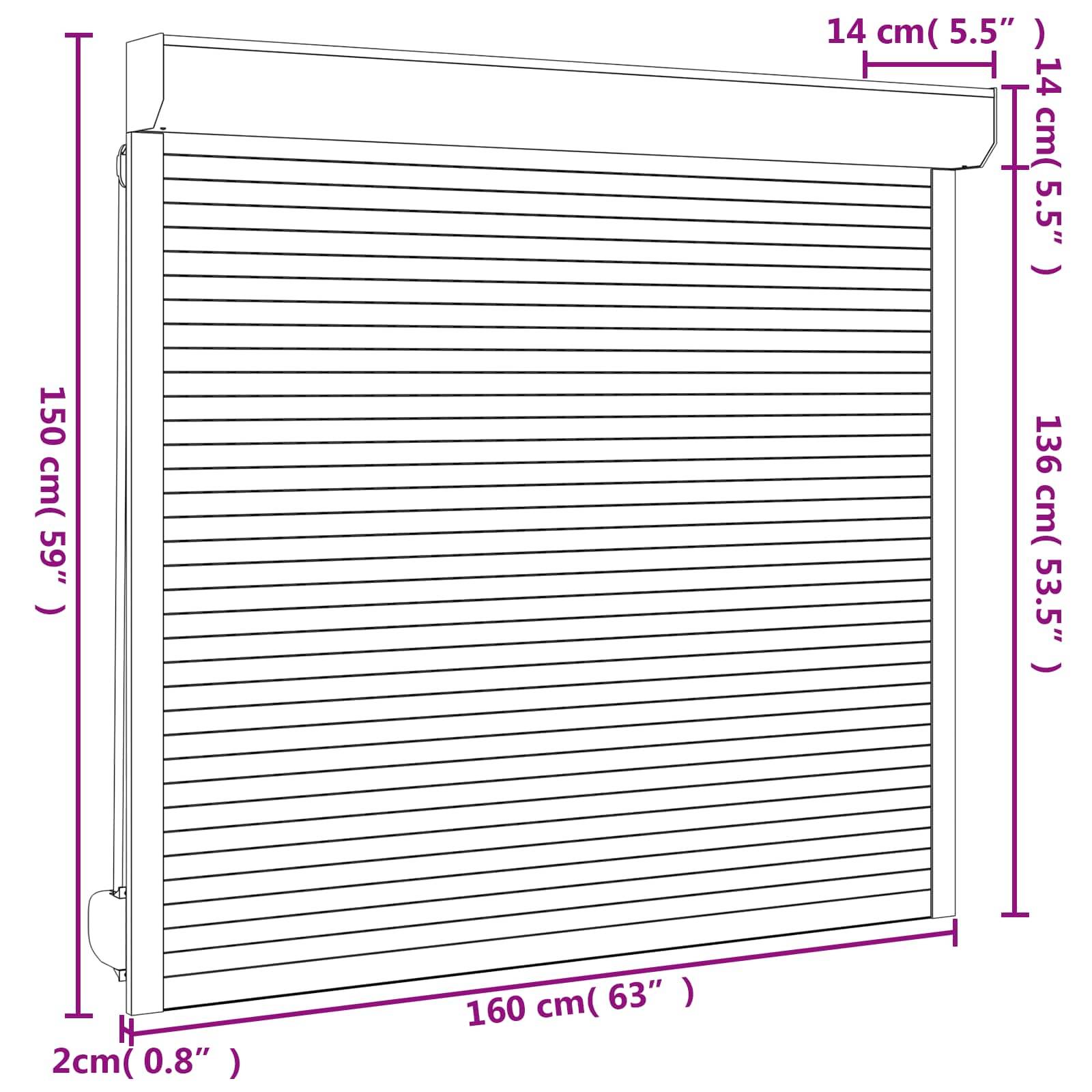 vidaXL Rollladen Weiß 160 x 150 cm Aluminium und Polyurethan