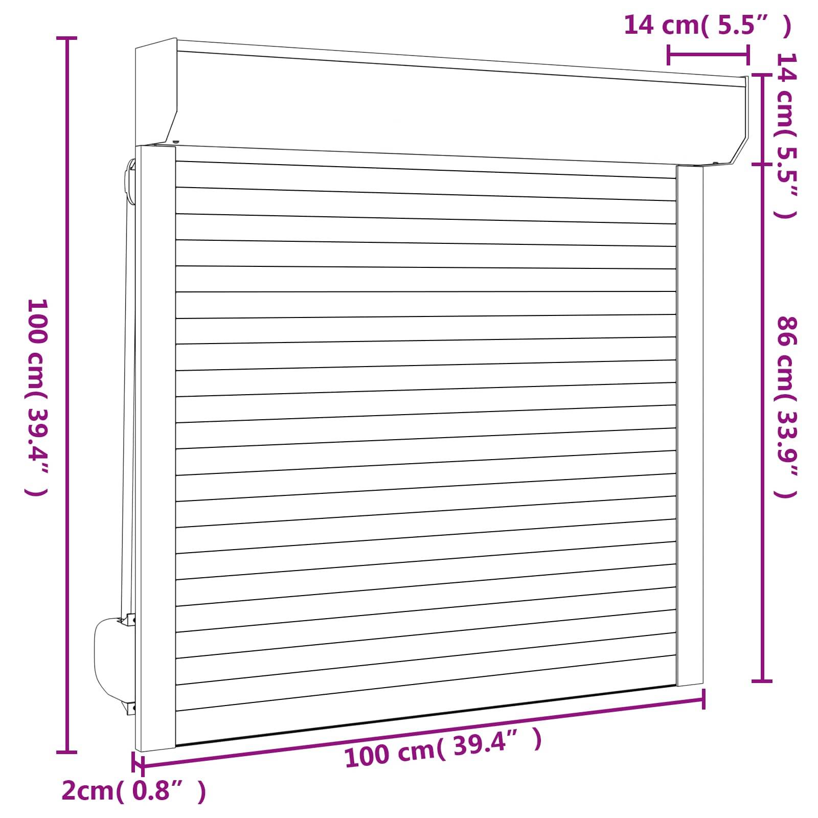 vidaXL Rollladen Anthrazit 100 x 100 cm Aluminium und Polyurethan
