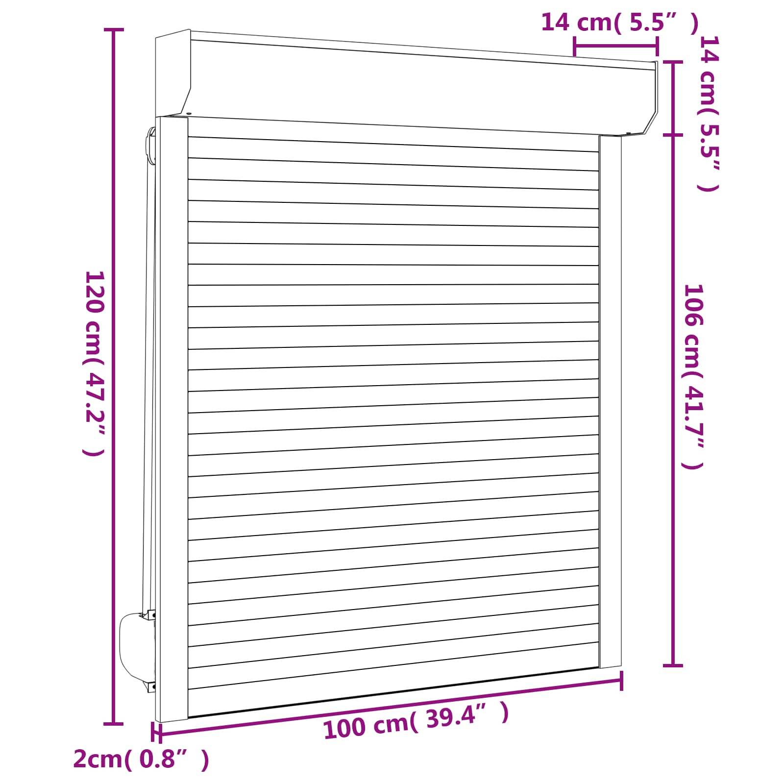 vidaXL Rollladen Anthrazit 100 x 120 cm Aluminium und Polyurethan