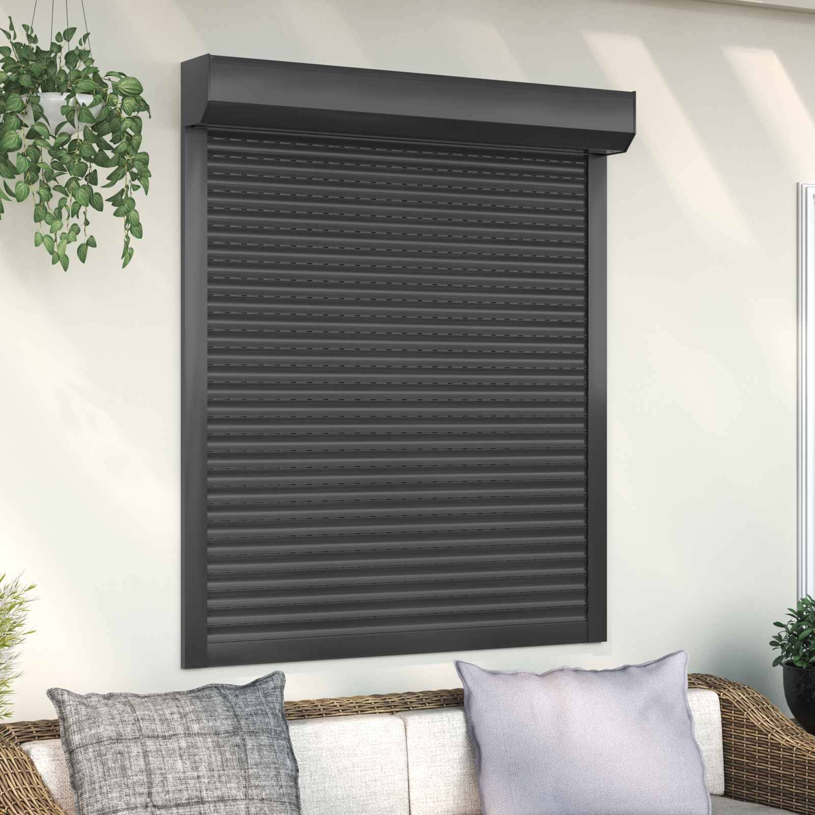 vidaXL Rollladen Anthrazit 110 x 130 cm Aluminium und Polyurethan