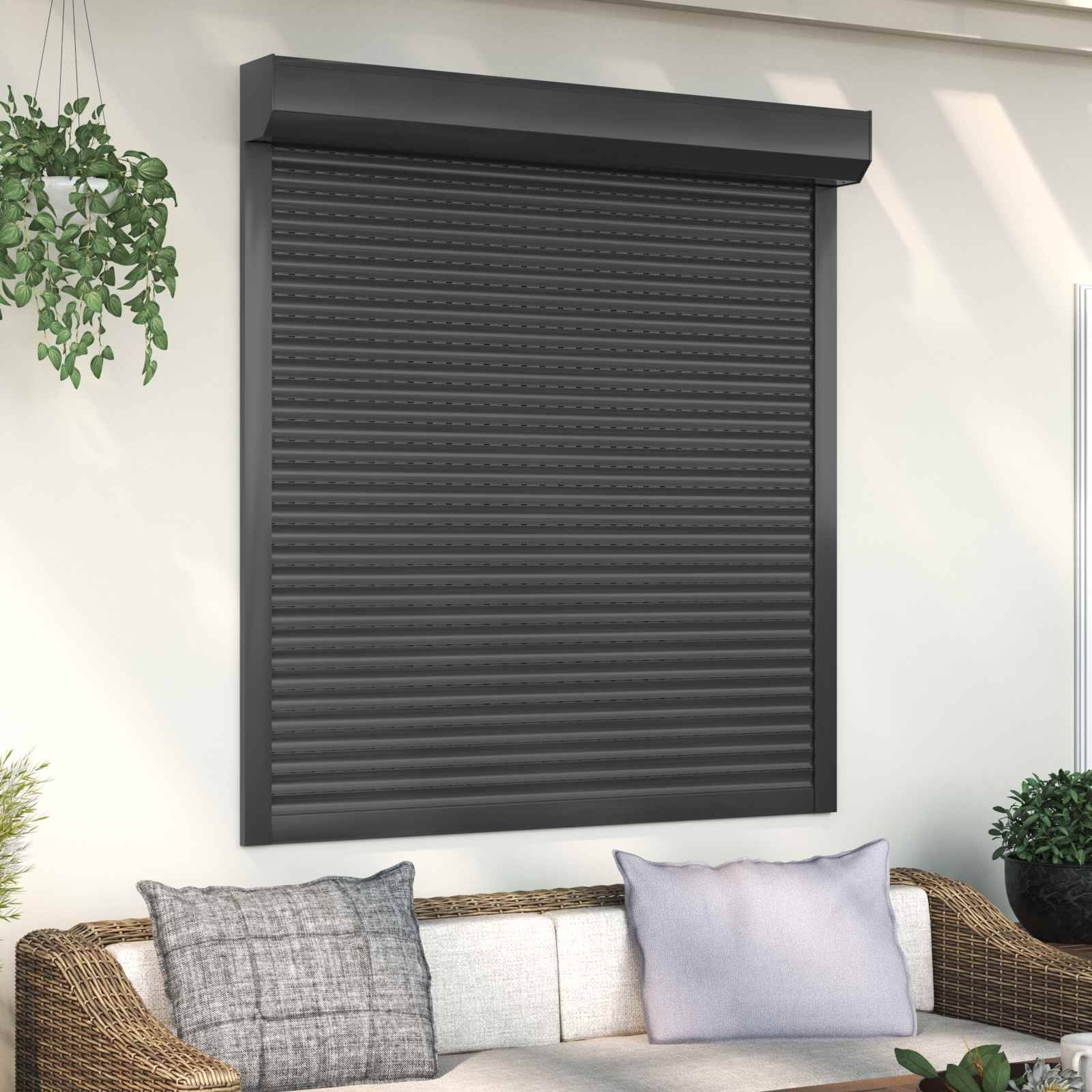 vidaXL Rollladen Anthrazit 130 x 140 cm Aluminium und Polyurethan