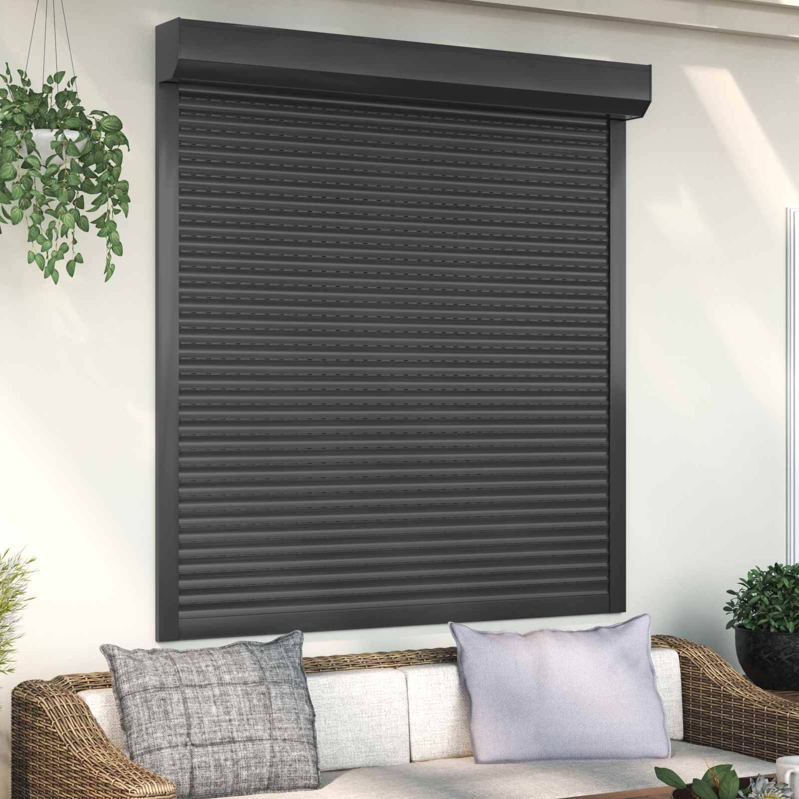 vidaXL Rollladen Anthrazit 140 x 150 cm Aluminium und Polyurethan