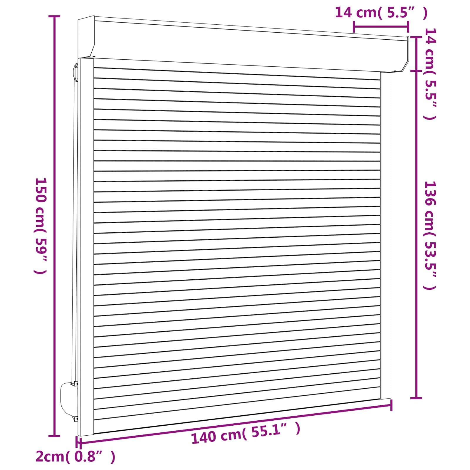 vidaXL Rollladen Anthrazit 140 x 150 cm Aluminium und Polyurethan