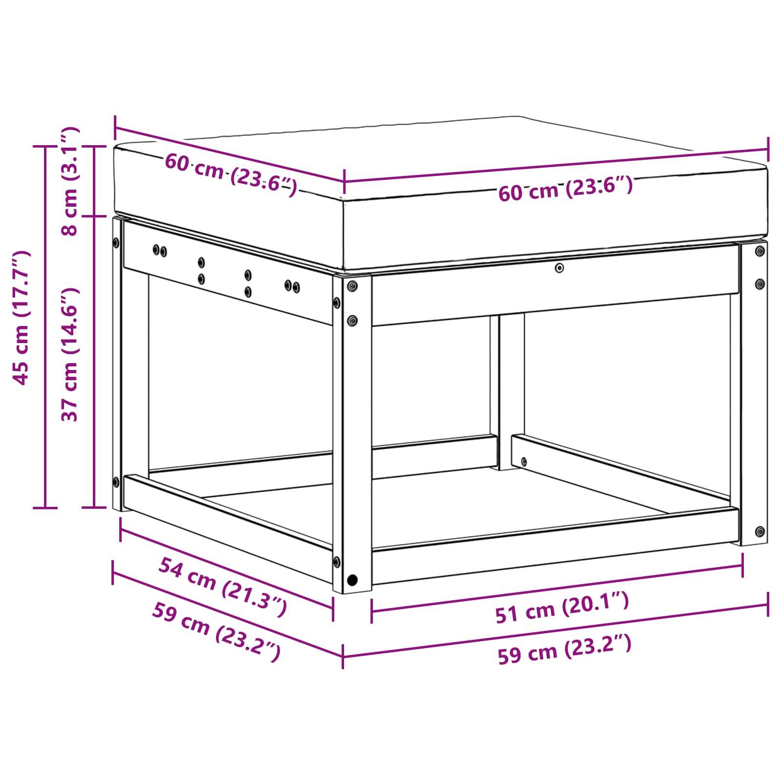 vidaXL Outdoor Hocker Massivholz Akazie Weiß