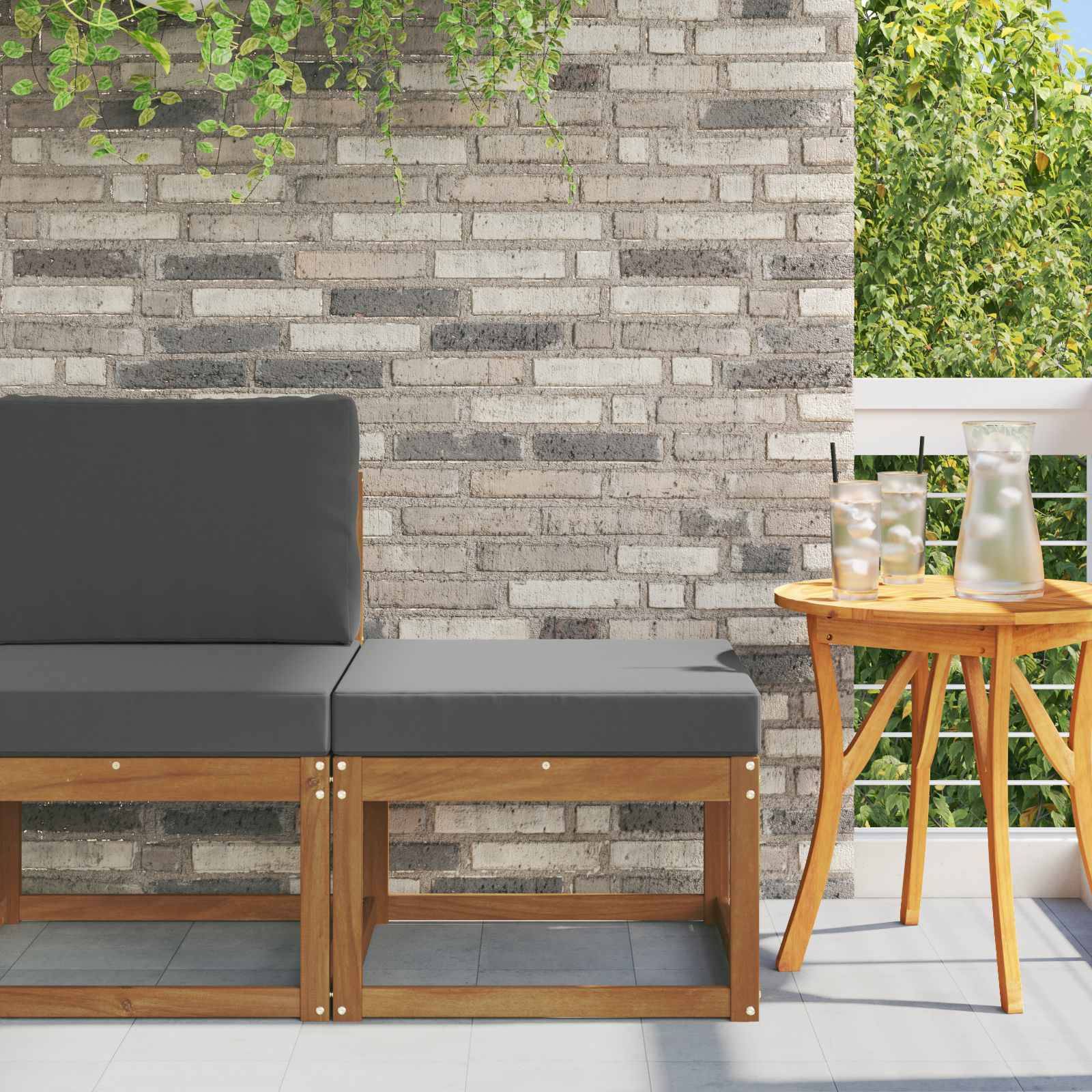 vidaXL Outdoor-Fußhocker Massivholz Akazie Natur