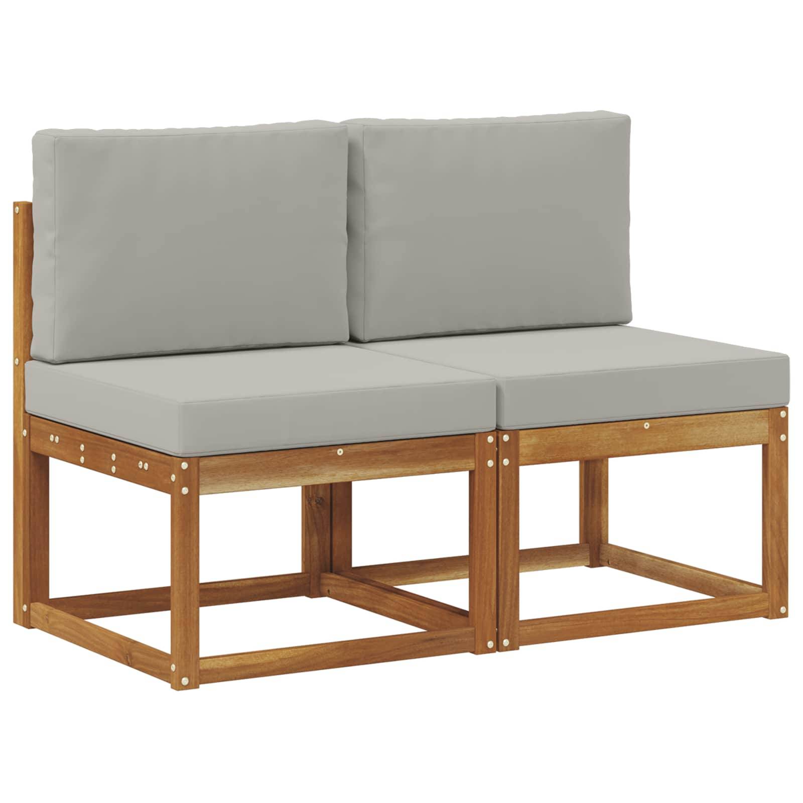 vidaXL 2 Stück Outdoor Mittelsofa Massivholz Akazie Natur