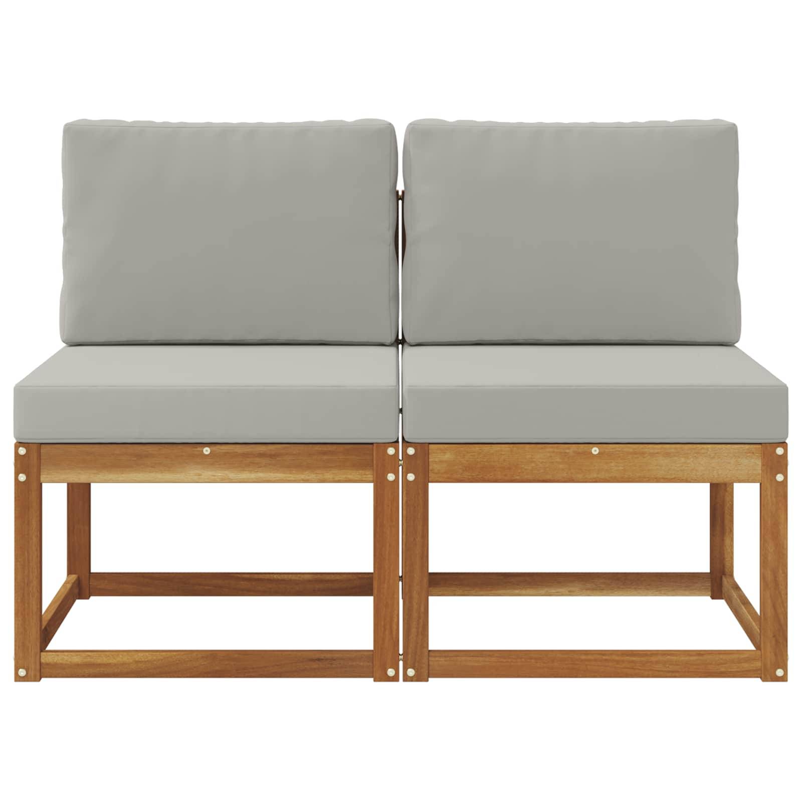 vidaXL 2 Stück Outdoor Mittelsofa Massivholz Akazie Natur