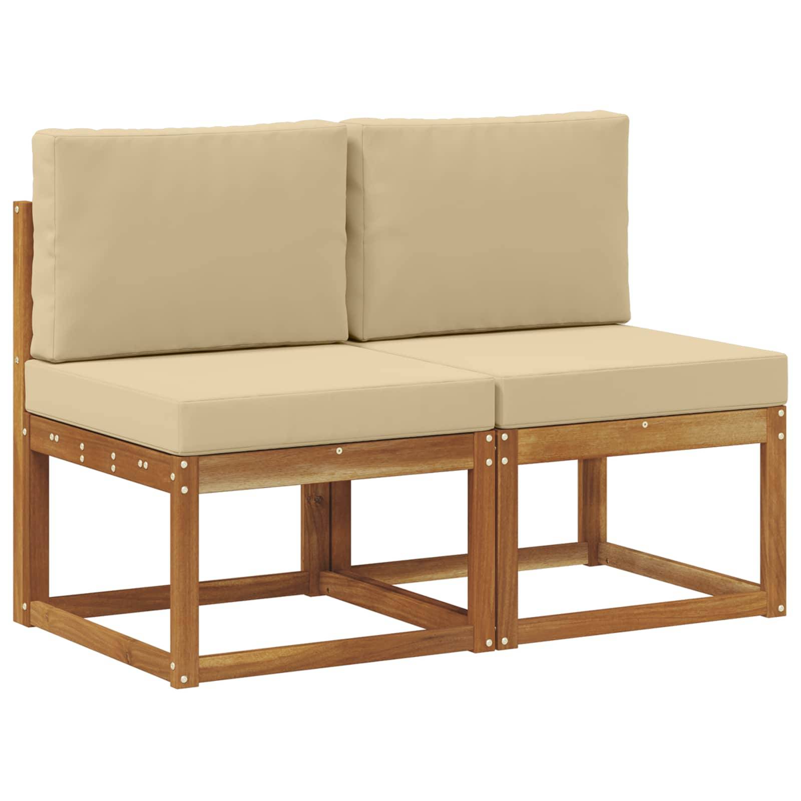 vidaXL 2 Stück Outdoor Mittelsofa Massivholz Akazie Natur