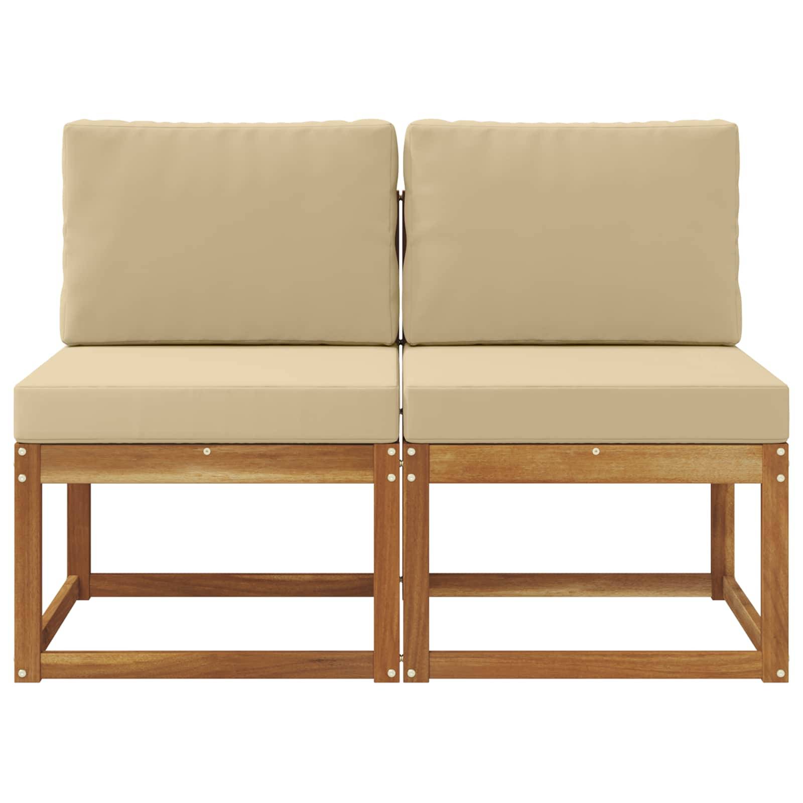 vidaXL 2 Stück Outdoor Mittelsofa Massivholz Akazie Natur