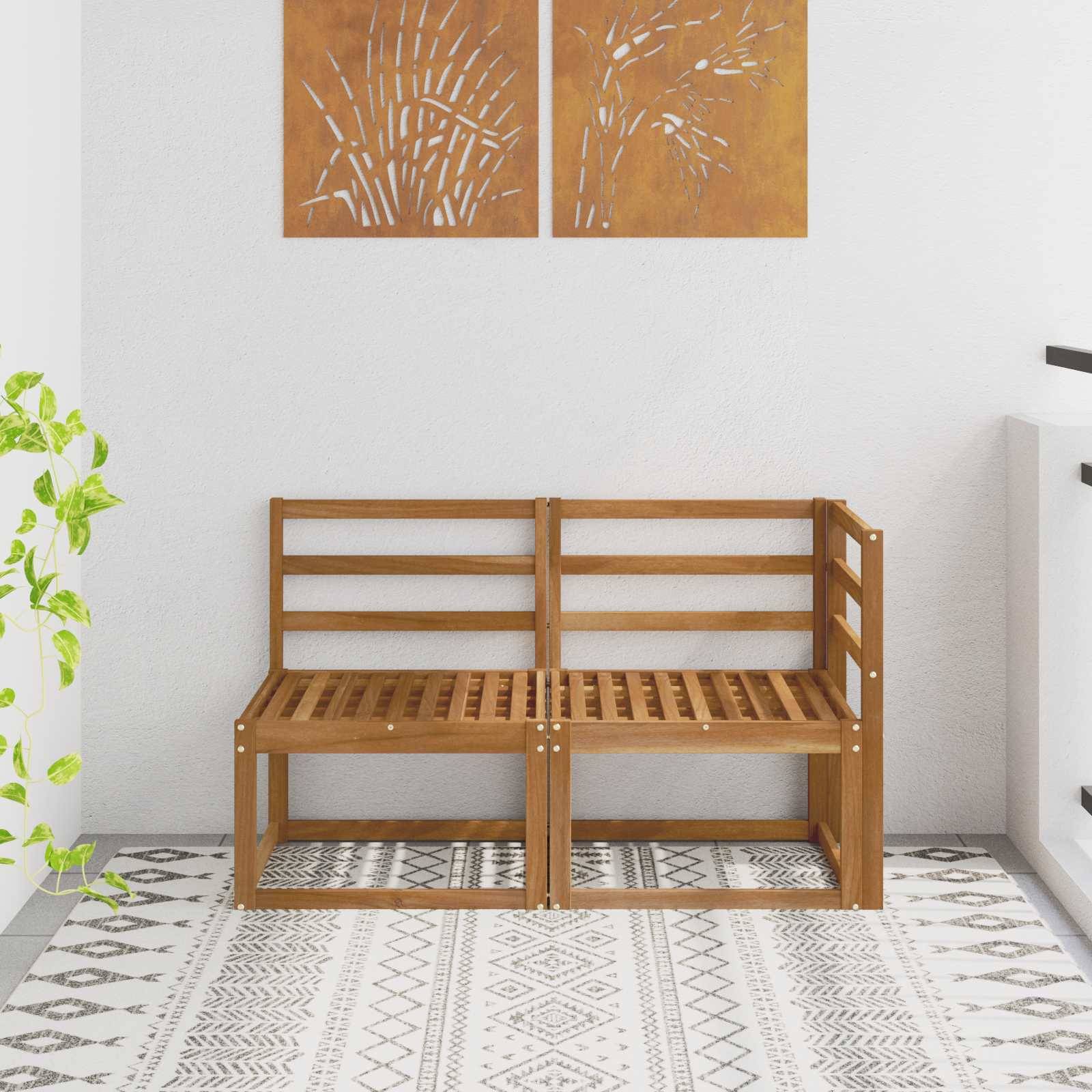 vidaXL Outdoor Mittel- und Ecksofa 2 Stück Natur Massivholz Akazie