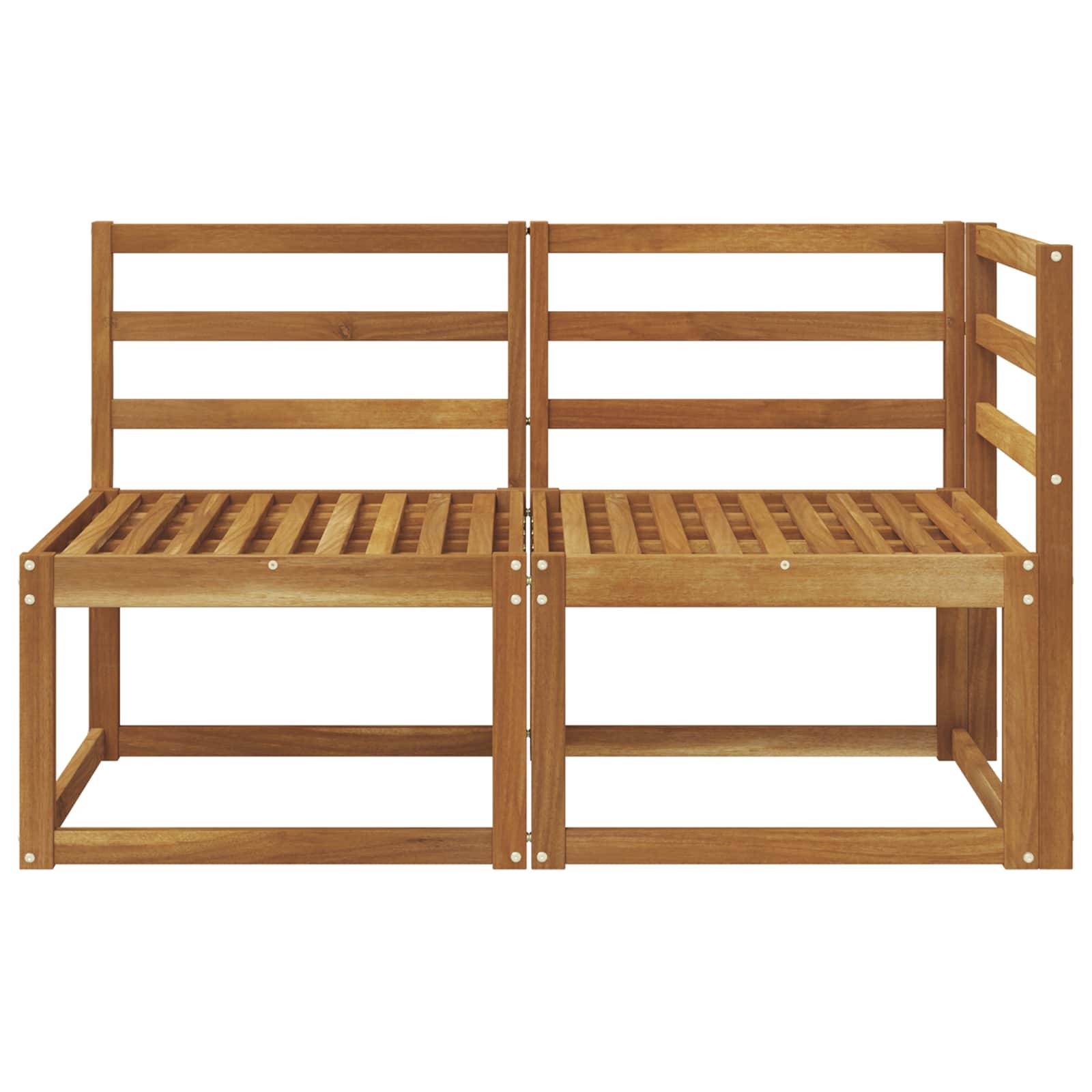 vidaXL Outdoor Mittel- und Ecksofa 2 Stück Natur Massivholz Akazie