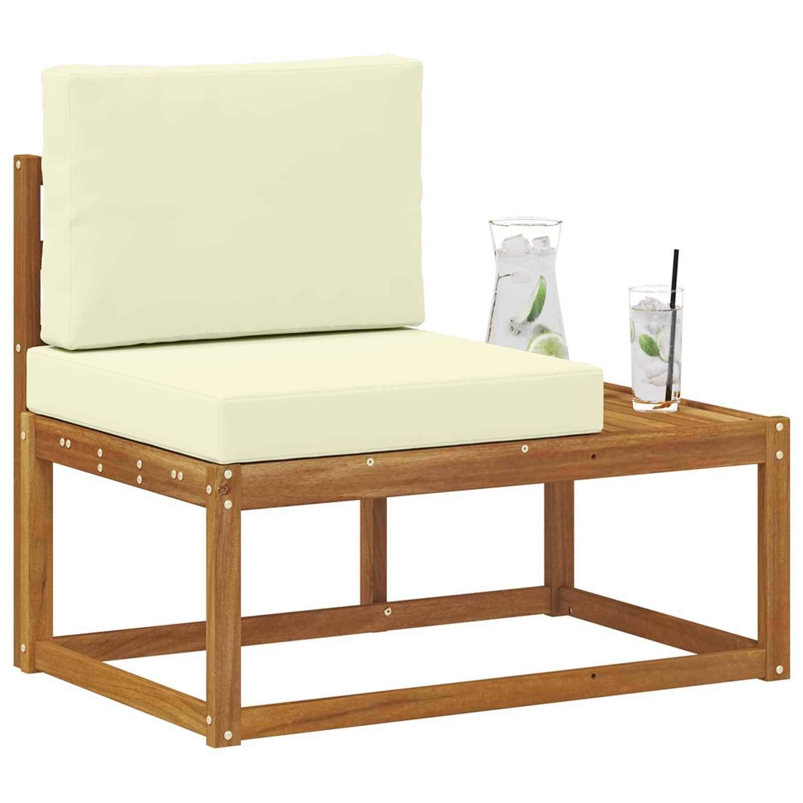 vidaXL Outdoor End Sofa Natur 91 x 63 x 73 cm Massivholz Akazie