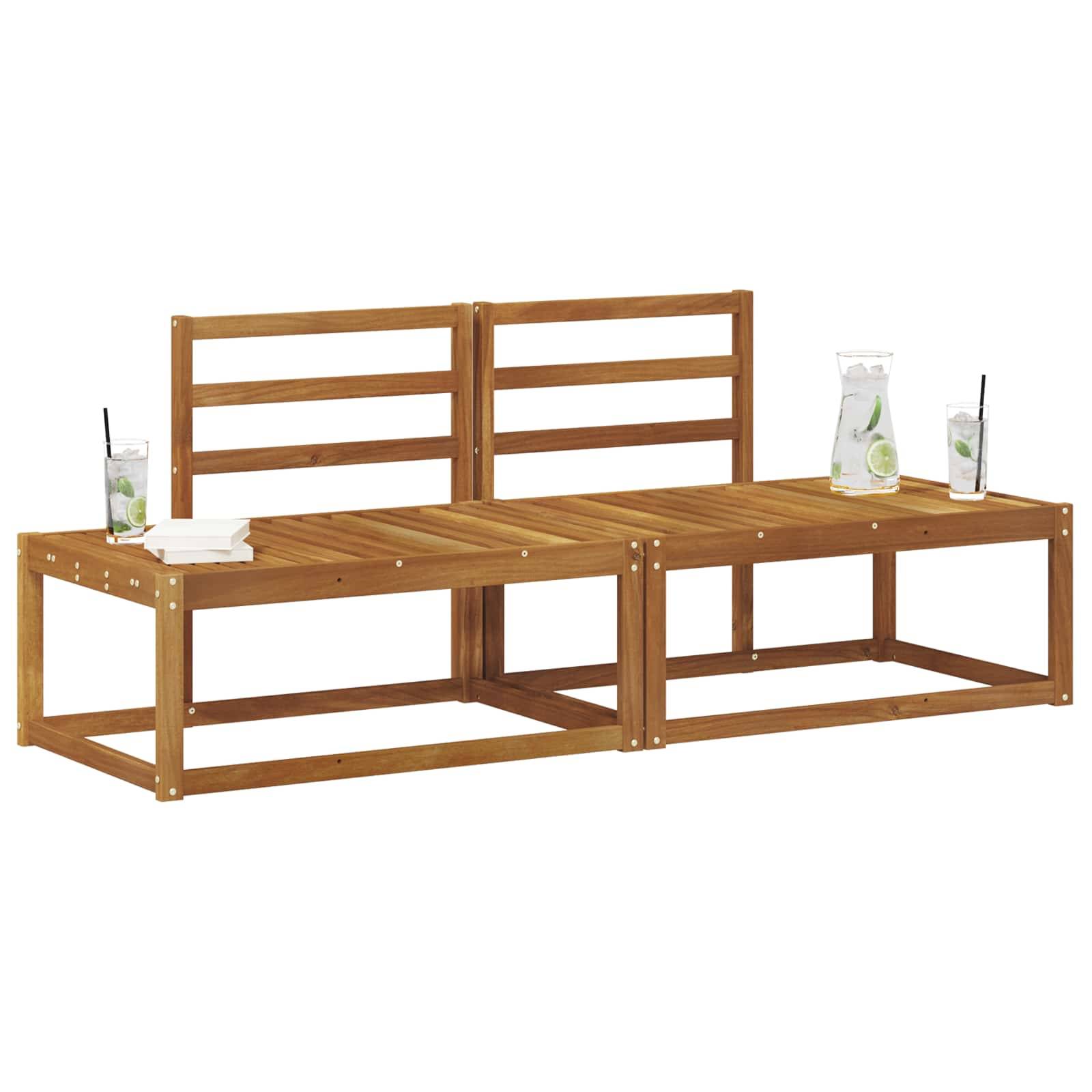 vidaXL Outdoor End Sofa 2 Stück Natur 182,5 x 63 x 73 cm
