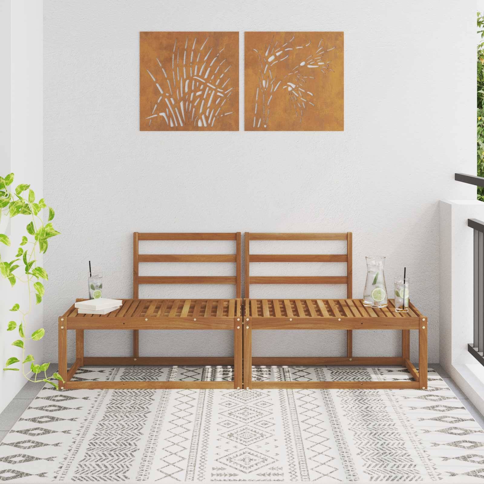 vidaXL Outdoor End Sofa 2 Stück Natur 182,5 x 63 x 73 cm