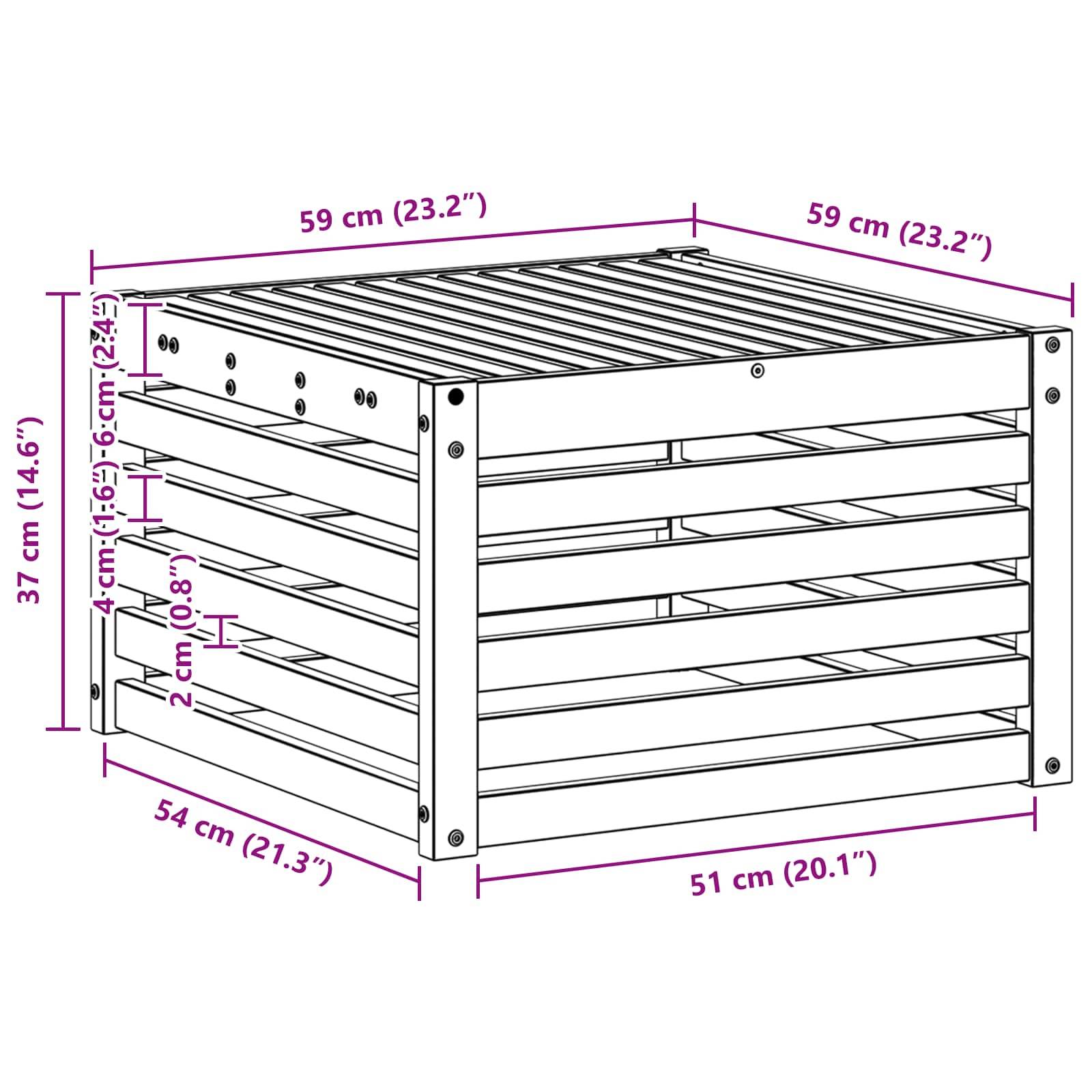 vidaXL Tisch für Outdoor Massivholz Akazie Weiß 59 x 59 x 37 cm