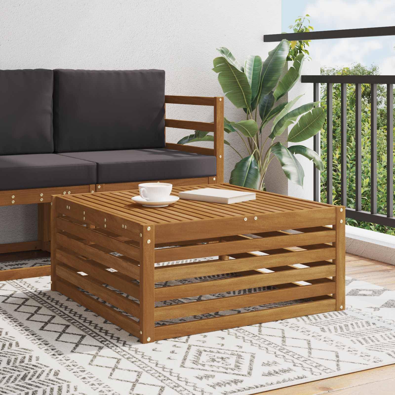 vidaXL Tisch für Outdoor Massivholz Akazie Natur 79 x 79 x 37 cm