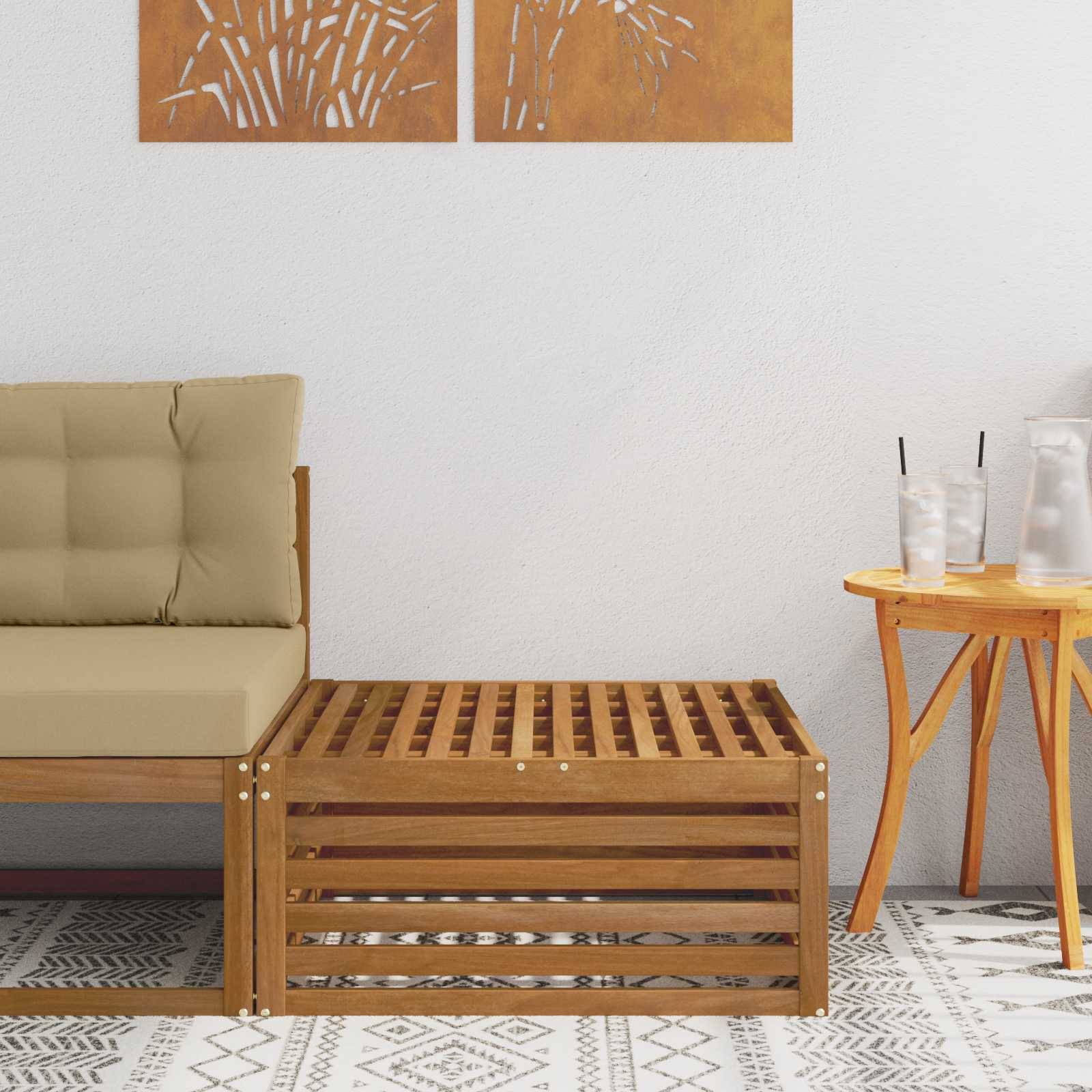 vidaXL Outdoor-Fußhocker Natur 79 x 79 x 37 cm Massivholz Akazie