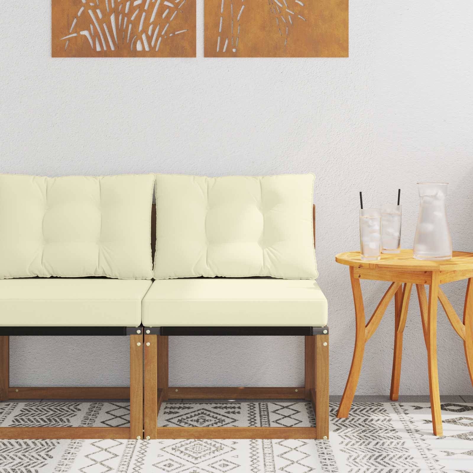 vidaXL Outdoor Mittelsofa Massivholz Akazie und Textilene Stoff Natur