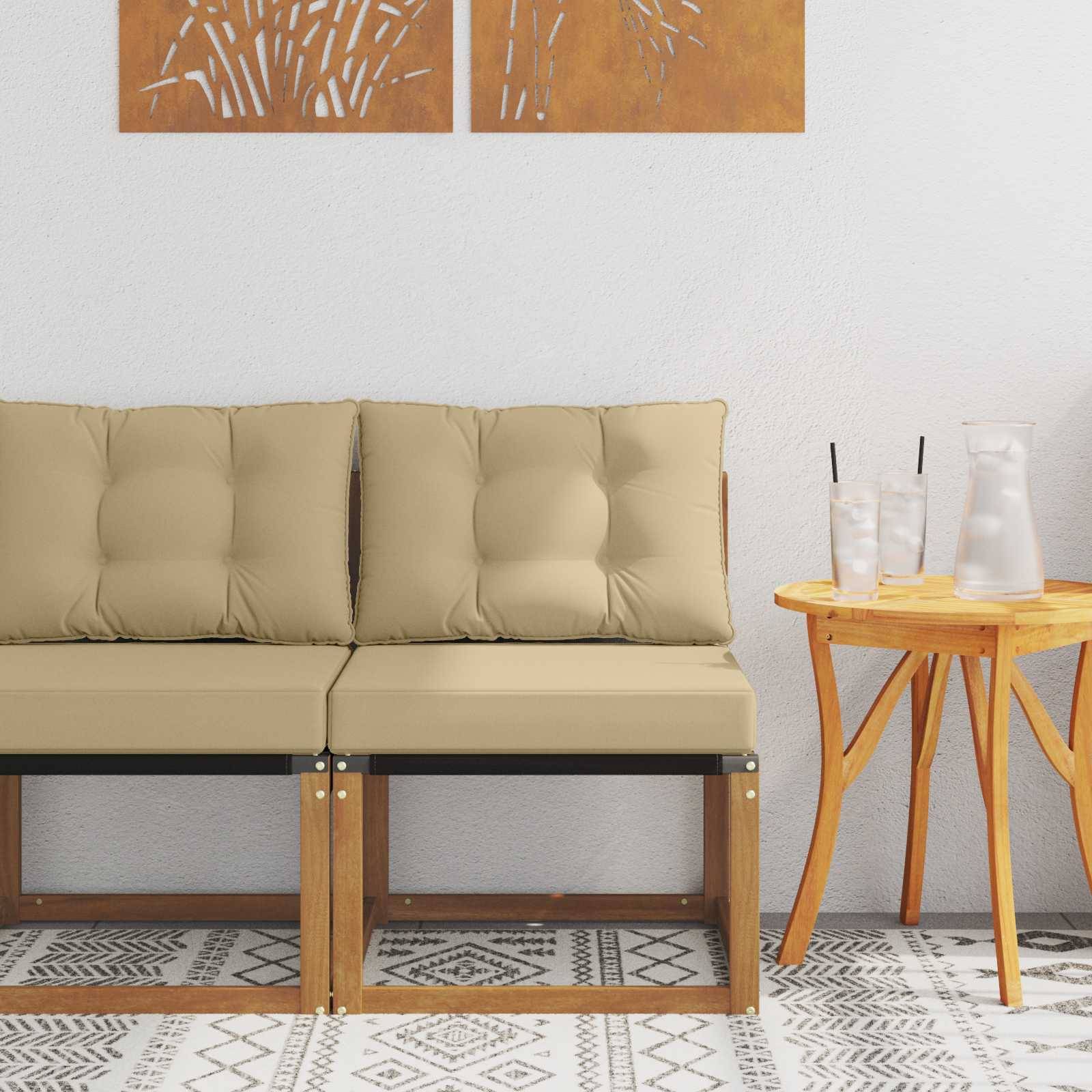 vidaXL Outdoor Mittelsofa Massivholz Akazie und Textilene Stoff Natur