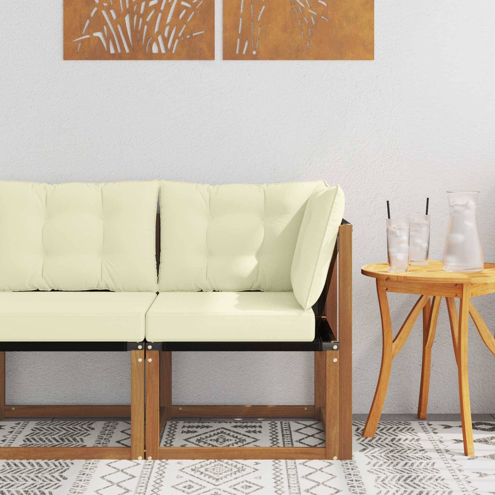 vidaXL Outdoor Ecksofa Massivholz Akazie und Textilene-Stoff Natur