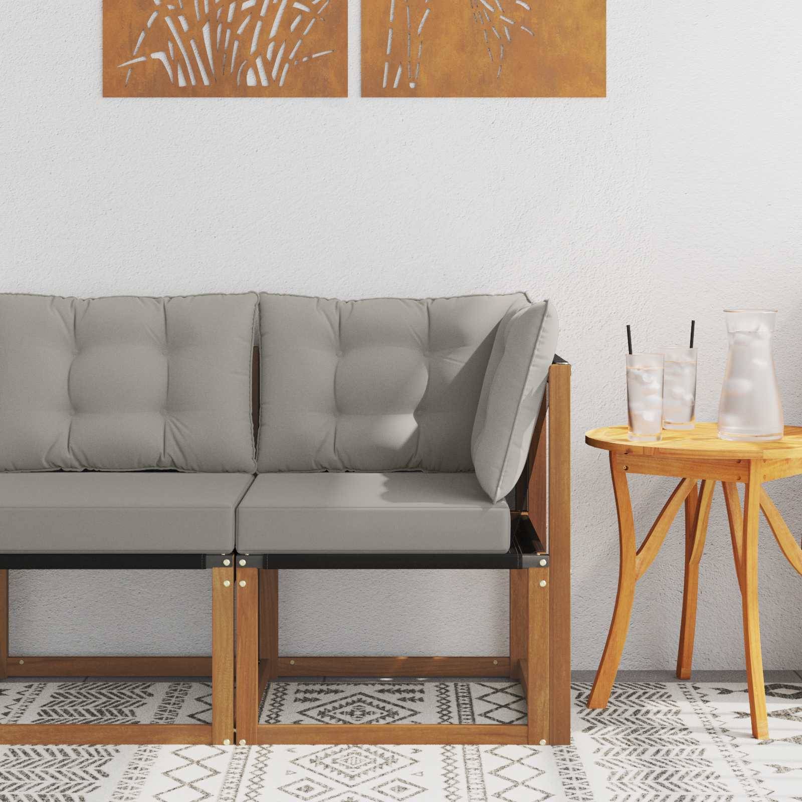 vidaXL Outdoor Ecksofa Massivholz Akazie und Textilene Stoff Natur