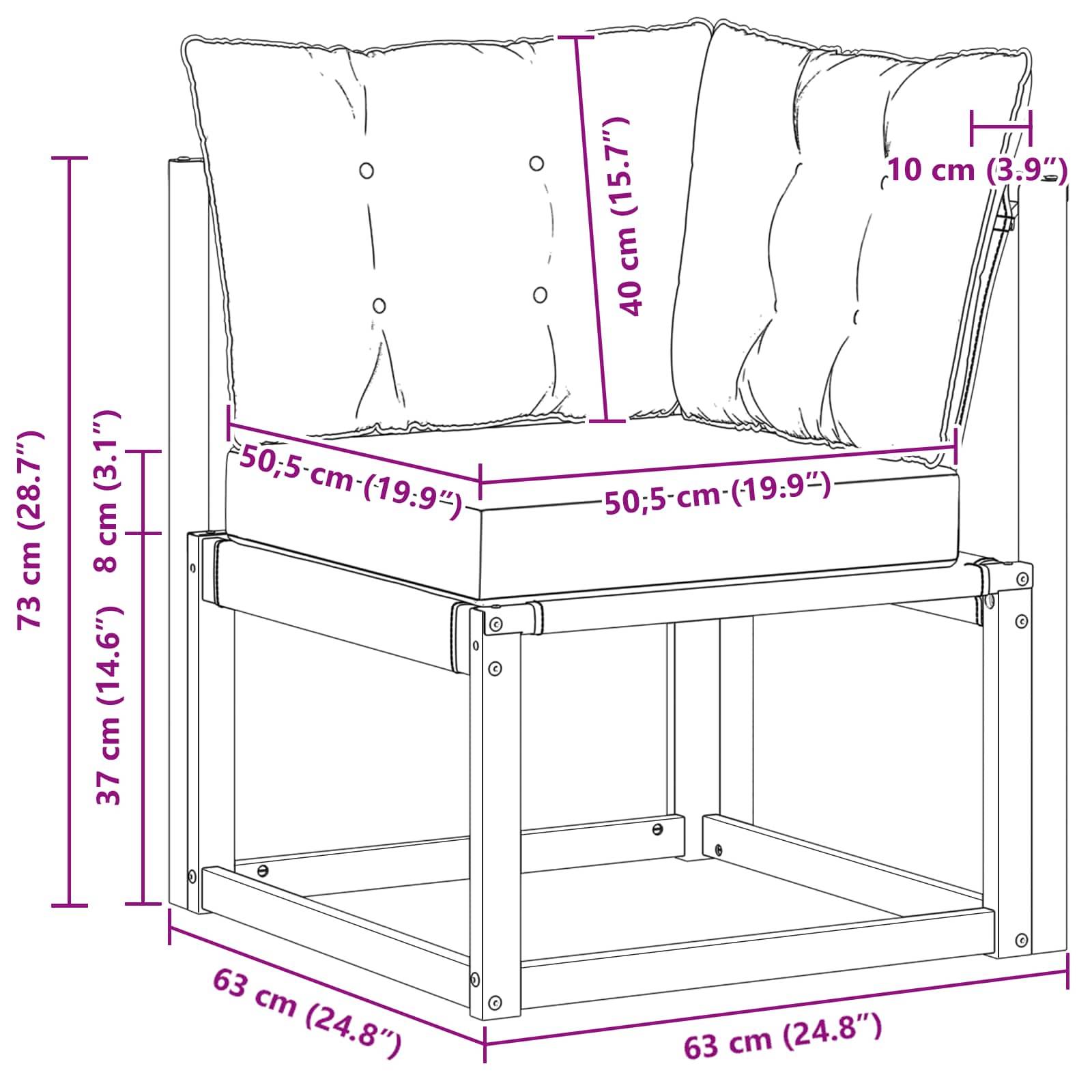 vidaXL Outdoor Ecksofa Massivholz Akazie und Textilene Stoff Natur