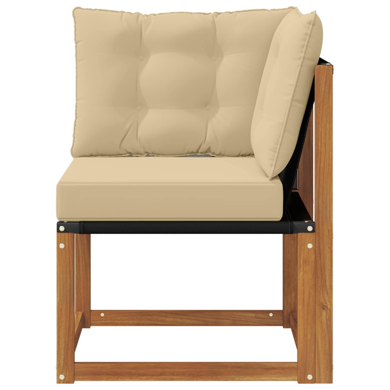 vidaXL Outdoor Ecksofa Massivholz Akazie und Textilene Stoff Natur
