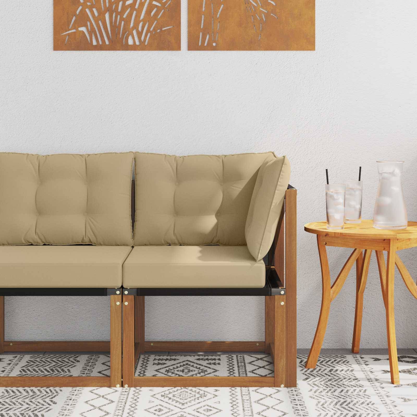 vidaXL Outdoor Ecksofa Massivholz Akazie und Textilene Stoff Natur