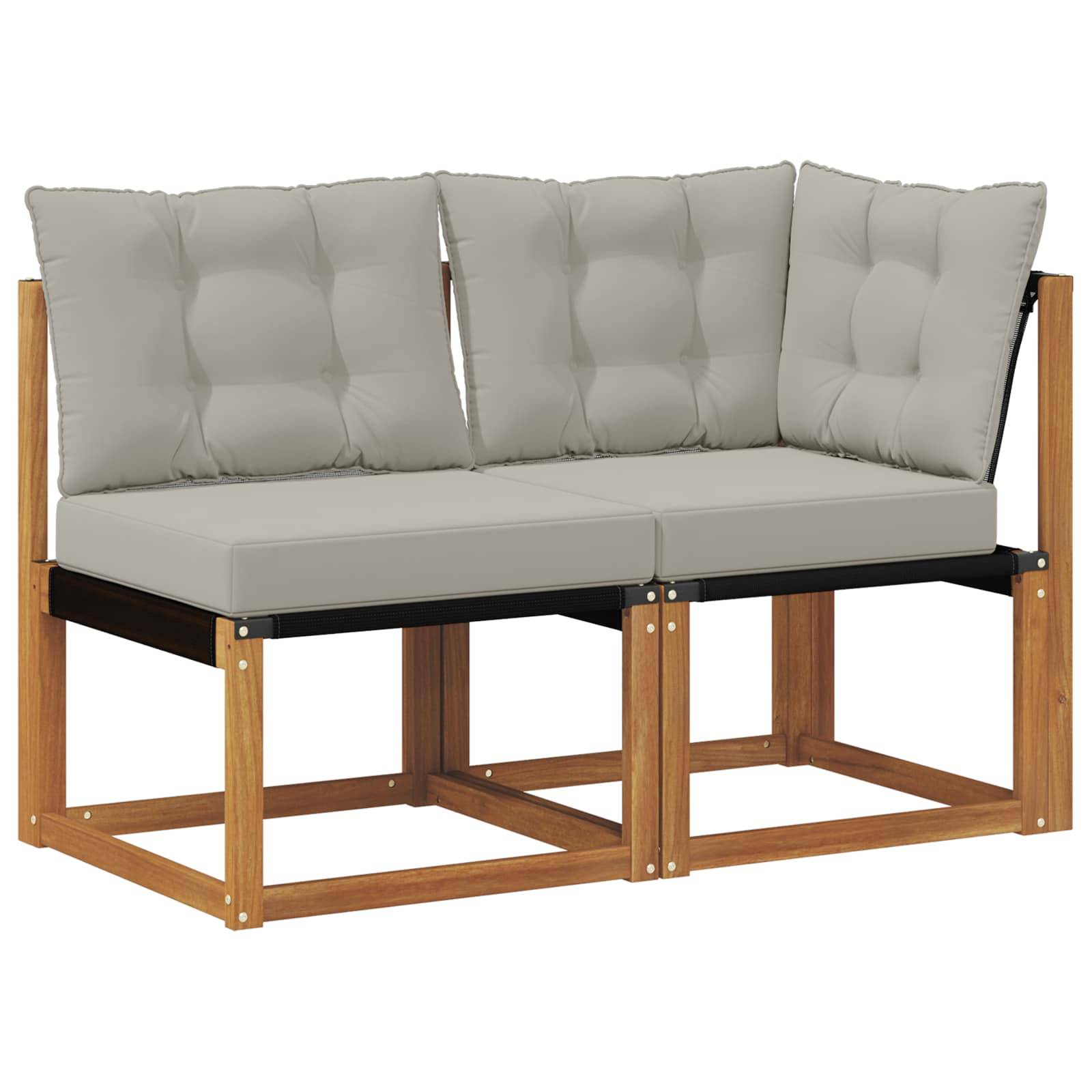 vidaXL Outdoor Mittel- und Ecksofa mit Kissen 2 Stück Natur