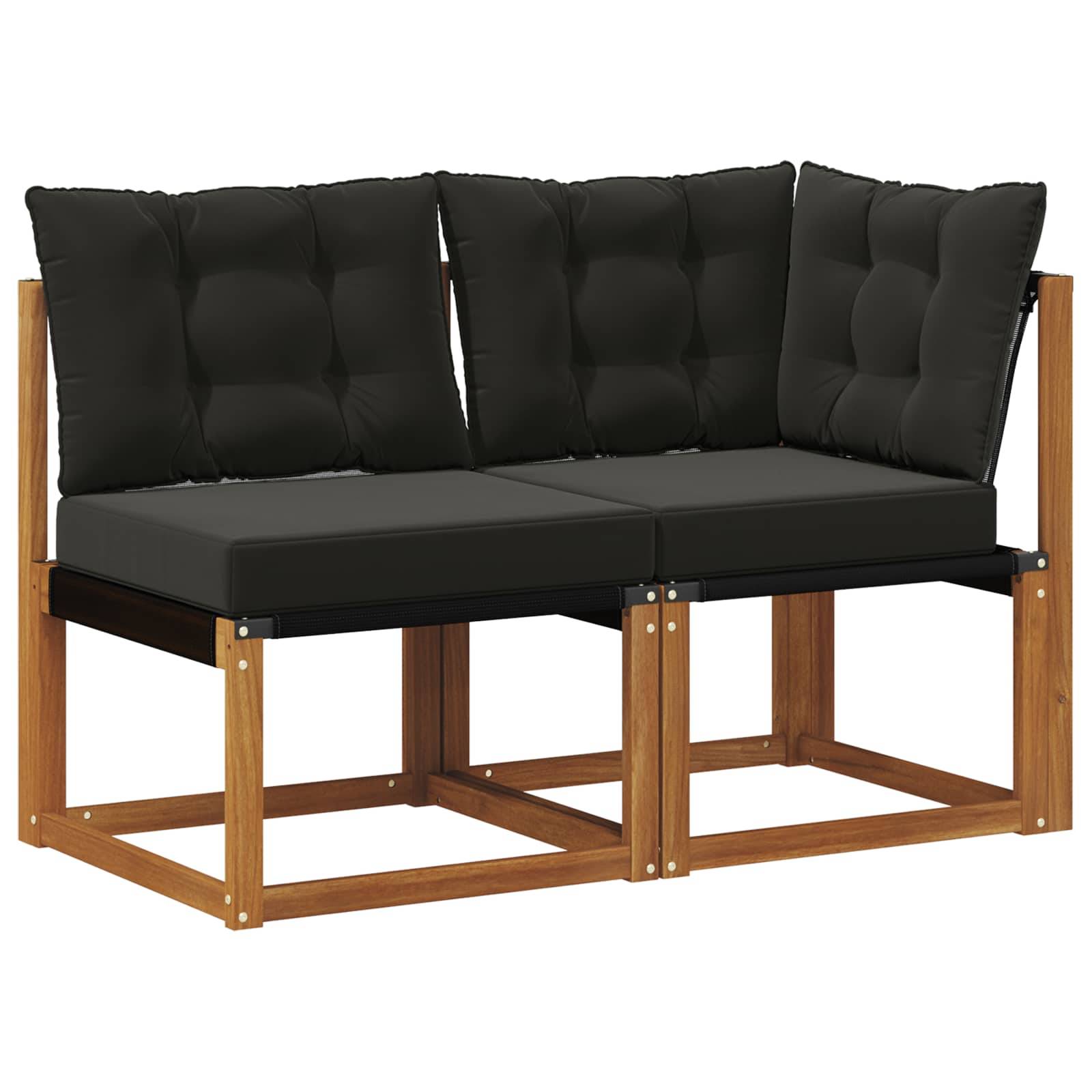 vidaXL Outdoor Mittel- und Ecksofa mit Kissen 2 Stück Natur