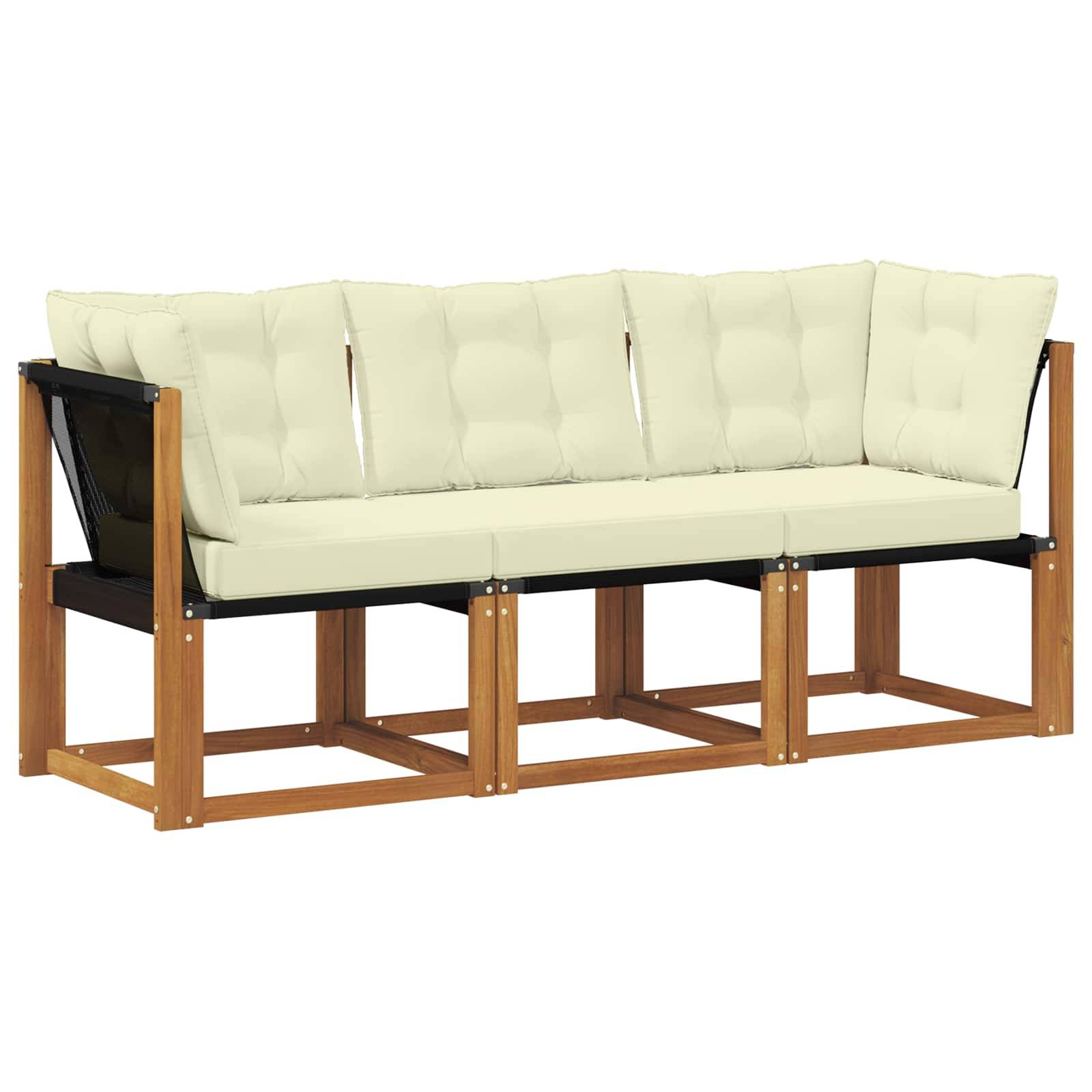 vidaXL Outdoor Mittel- und Ecksofa mit Kissen 3 Stück Natur
