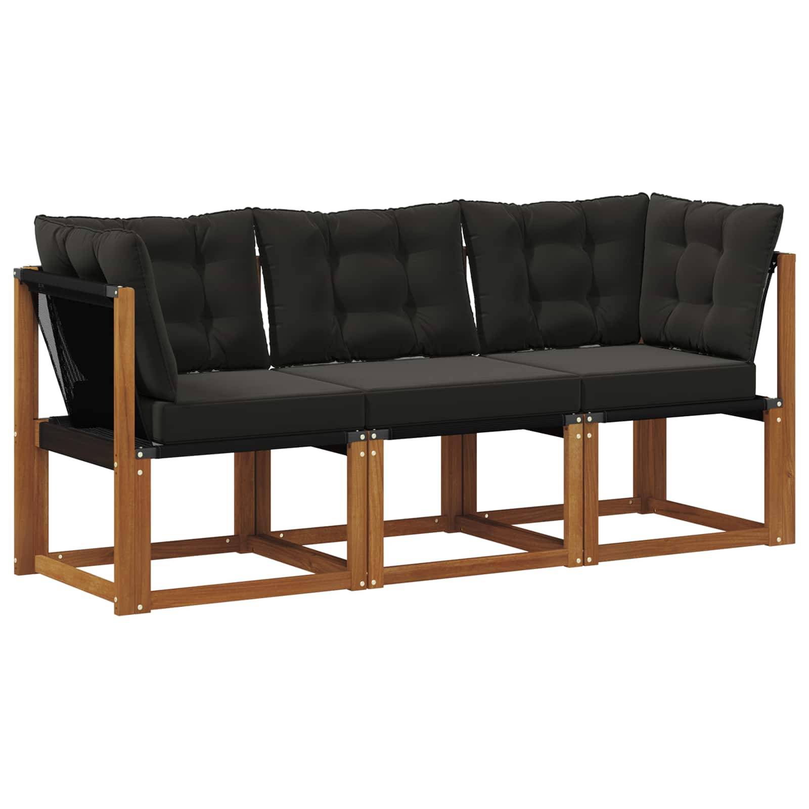 vidaXL Outdoor Mittel- und Ecksofa mit Kissen 3 Stück Natur