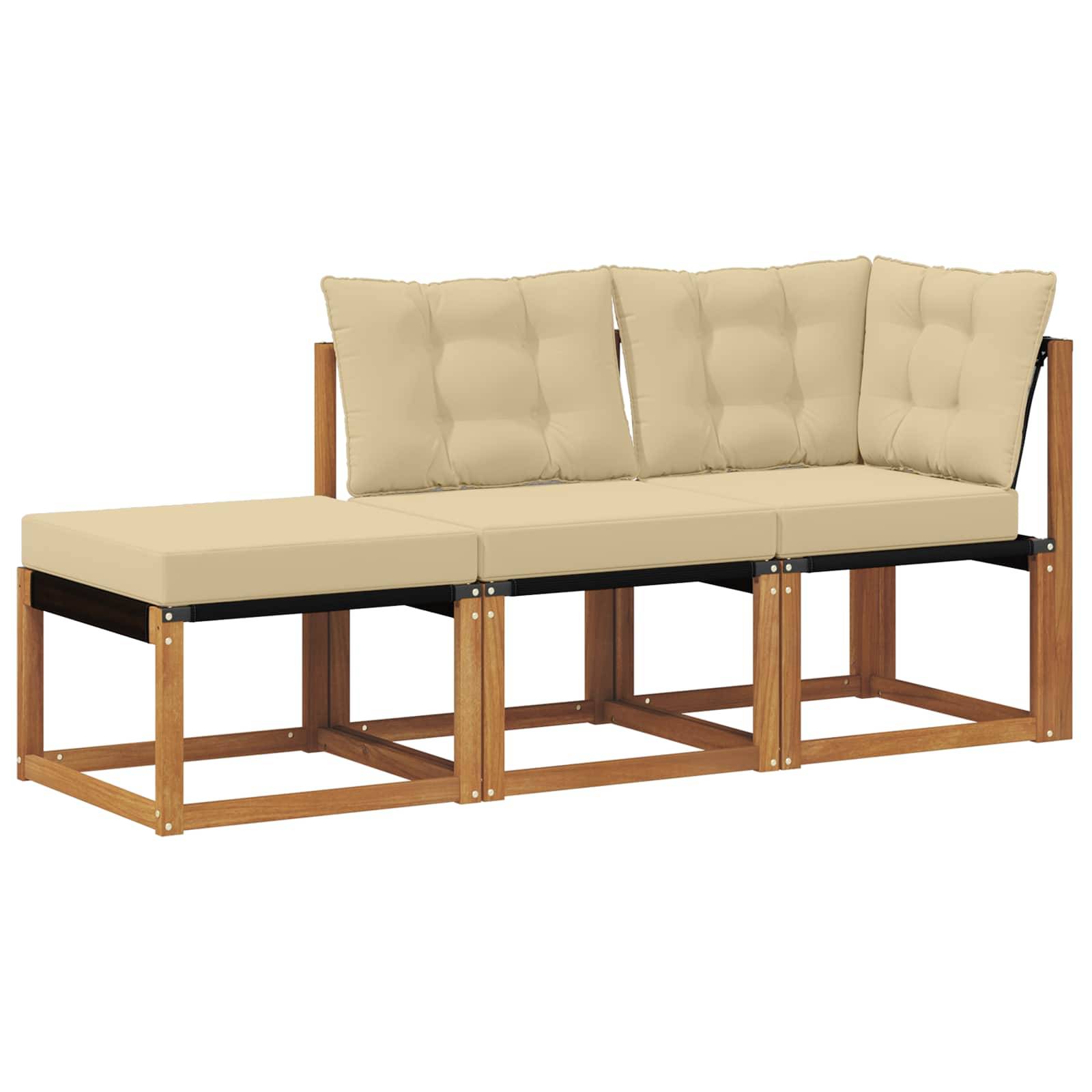 vidaXL Outdoor-Schnittsofa-Einheiten 3 Stück Natur und Beige