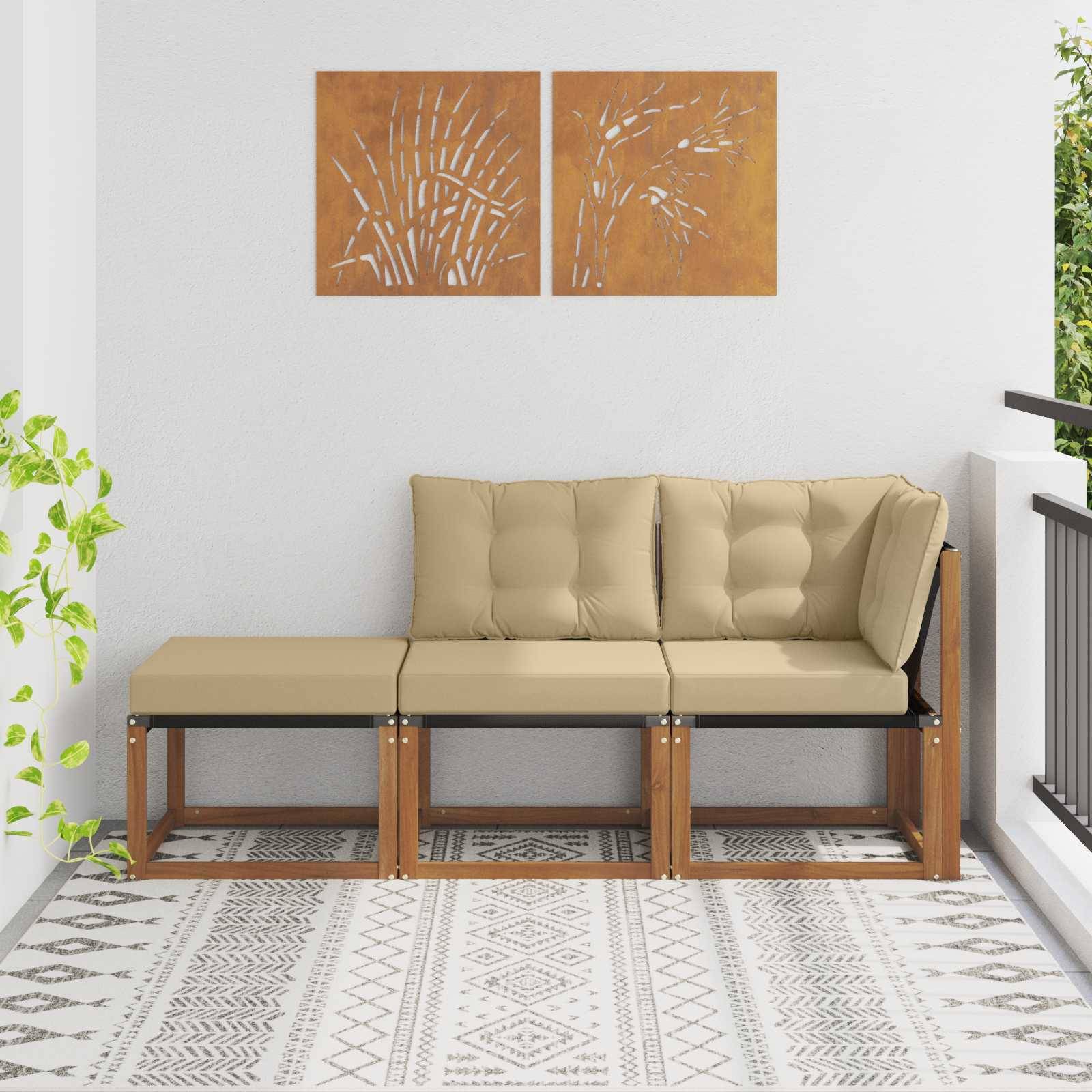 vidaXL Outdoor-Schnittsofa-Einheiten 3 Stück Natur und Beige