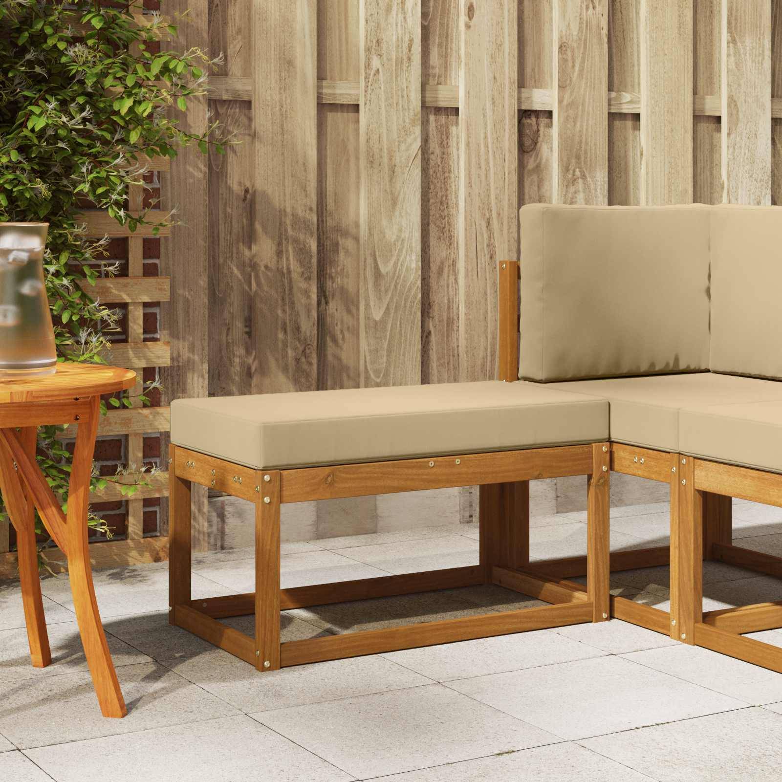 vidaXL Outdoor Hocker Bank Massivholz Akazie Natur